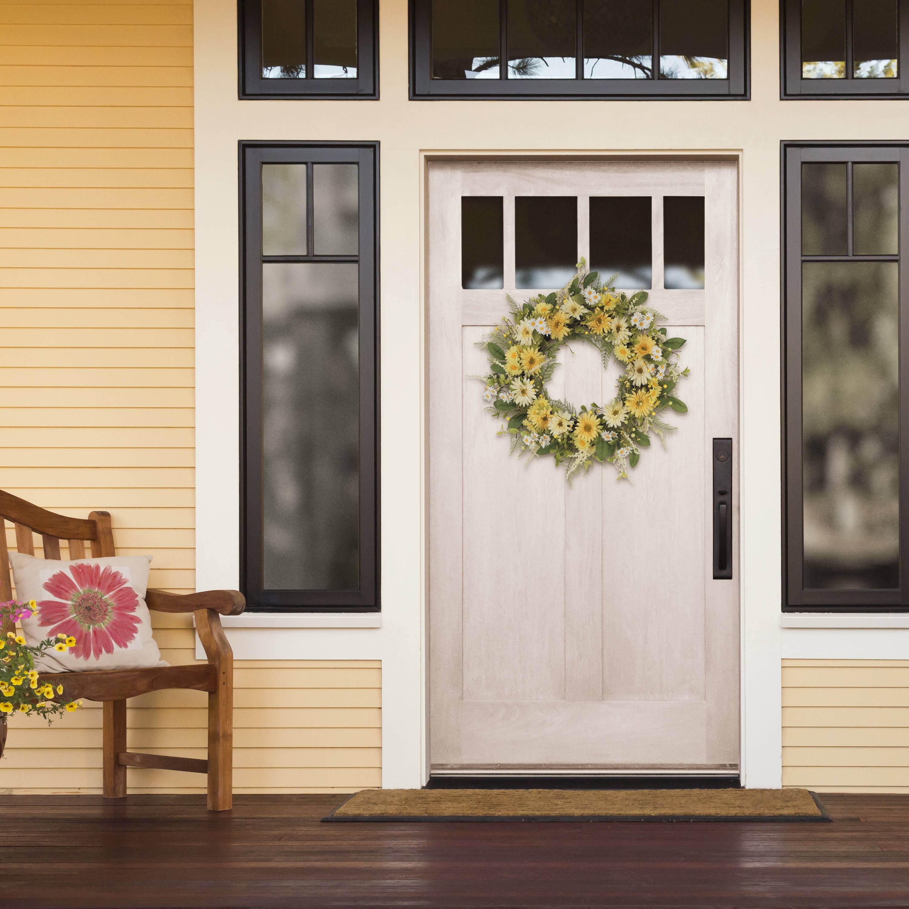 6 Pack: 30" & White Mum & Daisy Floral Spring Wreath