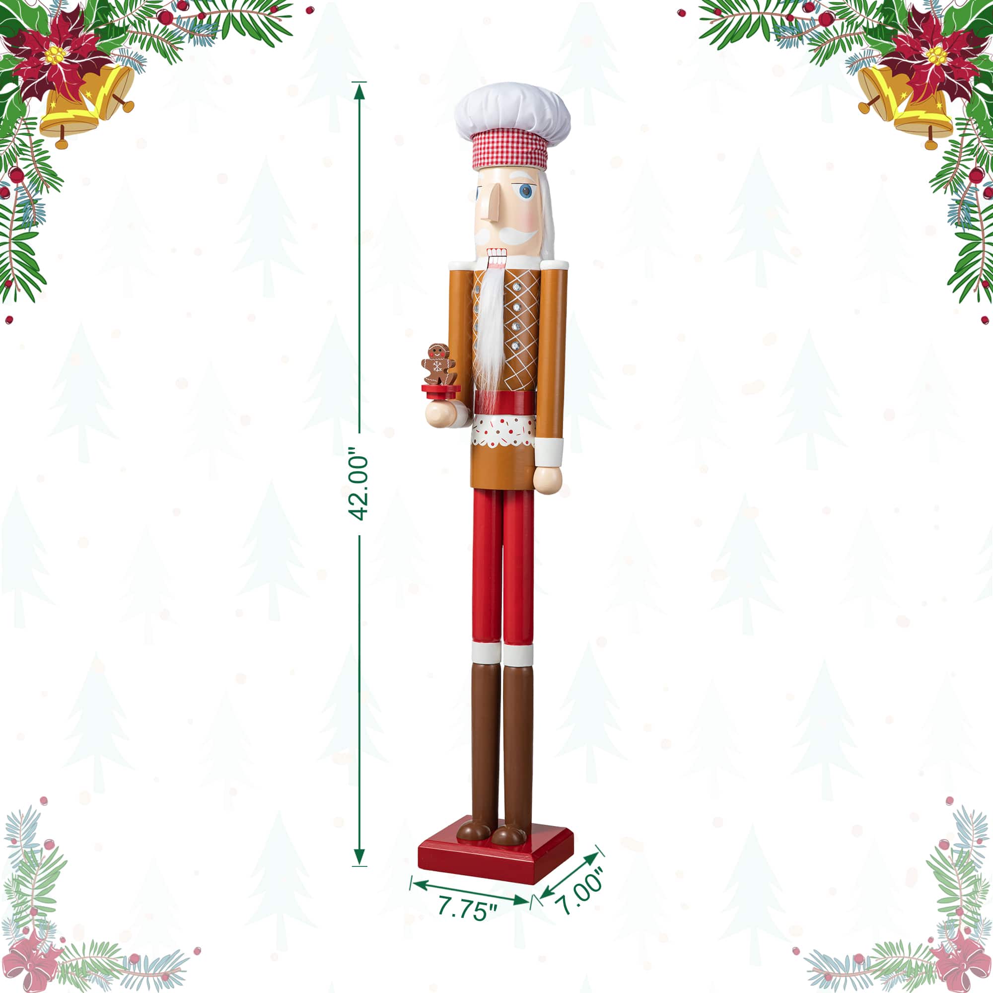 Glitzhome® 42" Christmas Gingerbread Chef Nutcracker