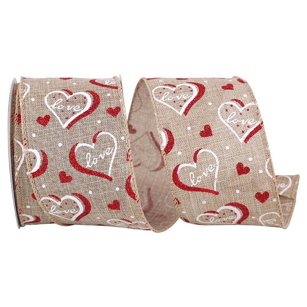 Reliant 2.5" x 10yd. Love Heartbeat Glitter Wired Ribbon