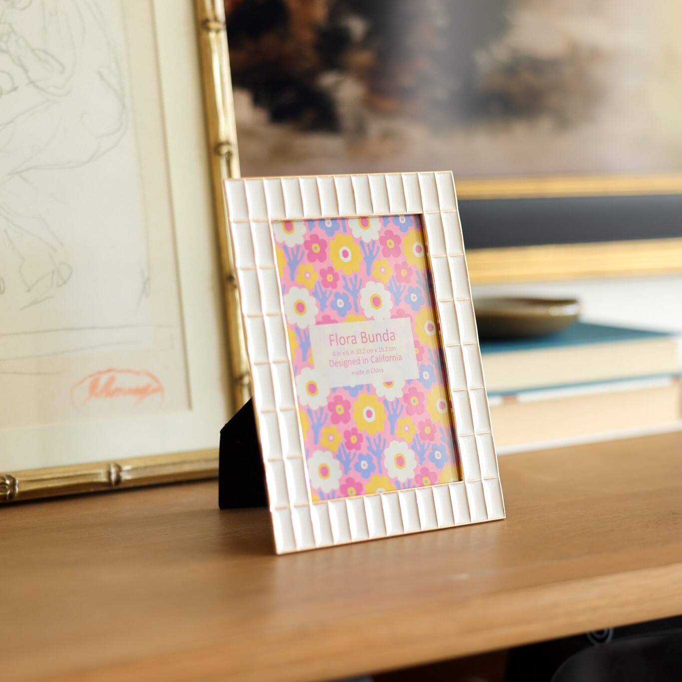 Flora Bunda 4" x 6" Double Brick Wall Zinc Alloy Picture Frame