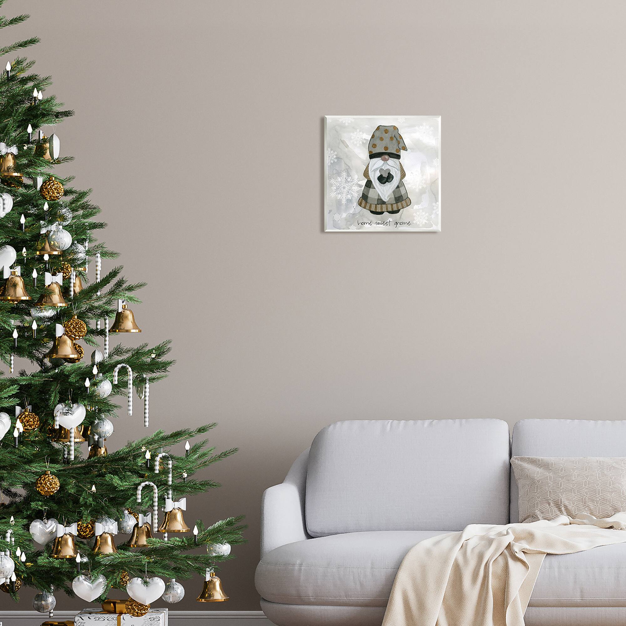 Stupell Industries Home Sweet Gnome Winter Snowflakes Wall Plaque Art