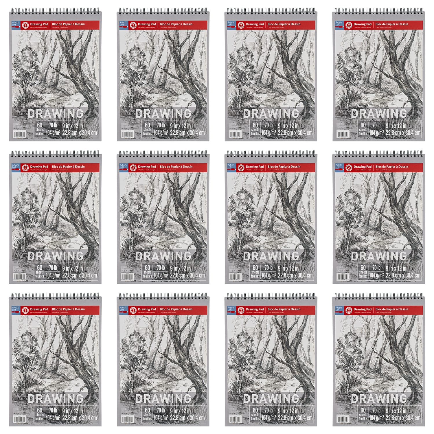 12 Pack: Drawing Pad by Artist's Loft™, 9" x 12"