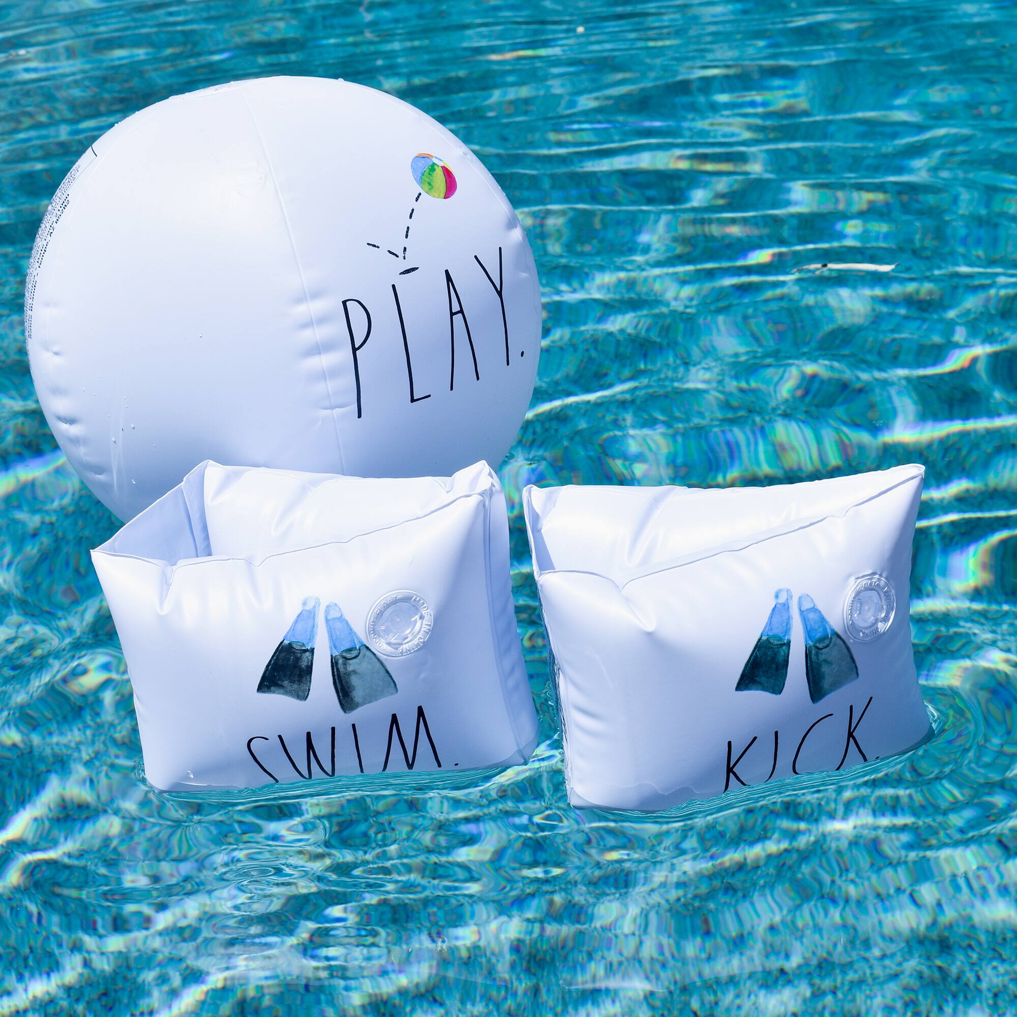 Rae Dunn Swim Kick Play Water Wings & Beach Ball Set