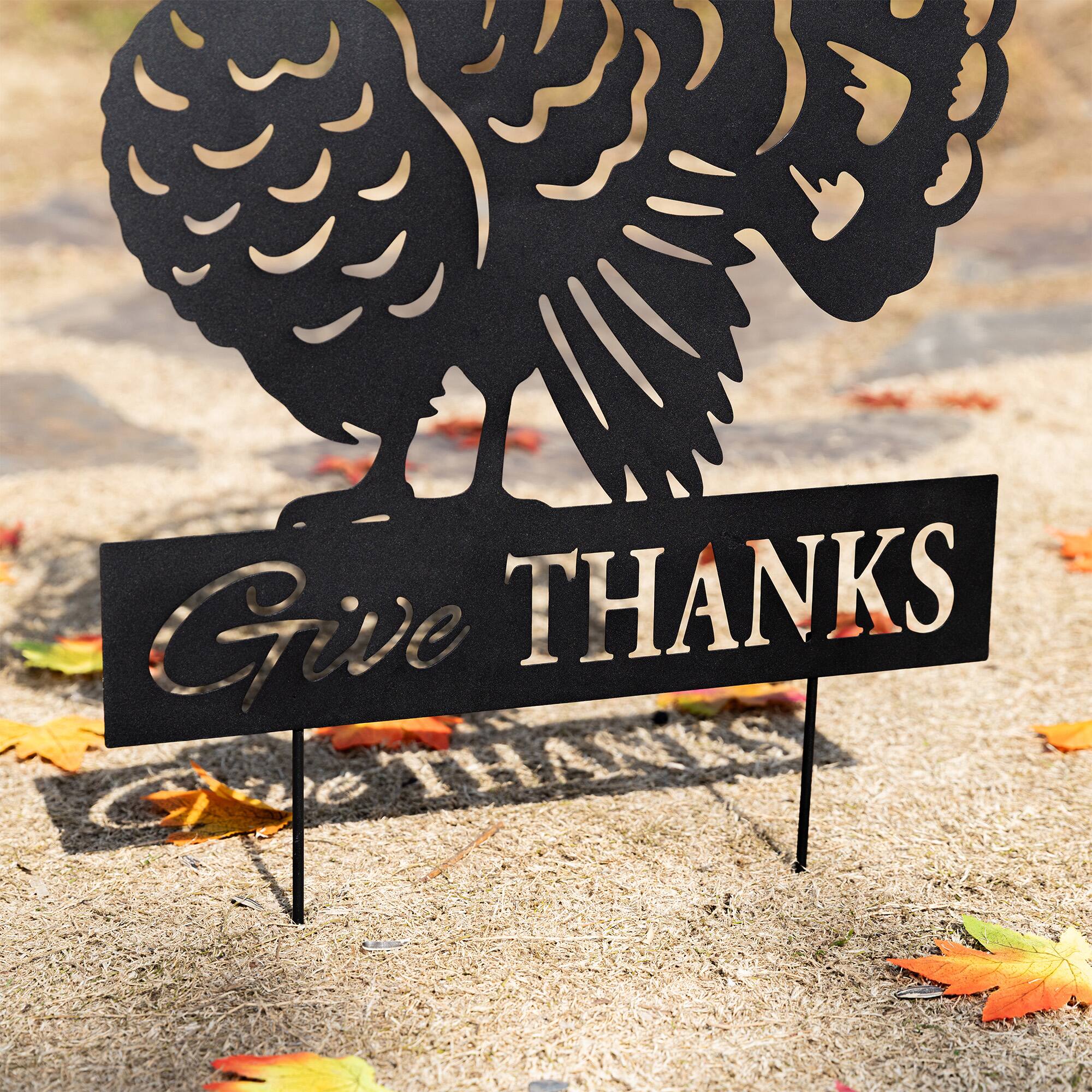 Glitzhome® 30" Thanksgiving Metal Silhouette Turkey Yard Stake