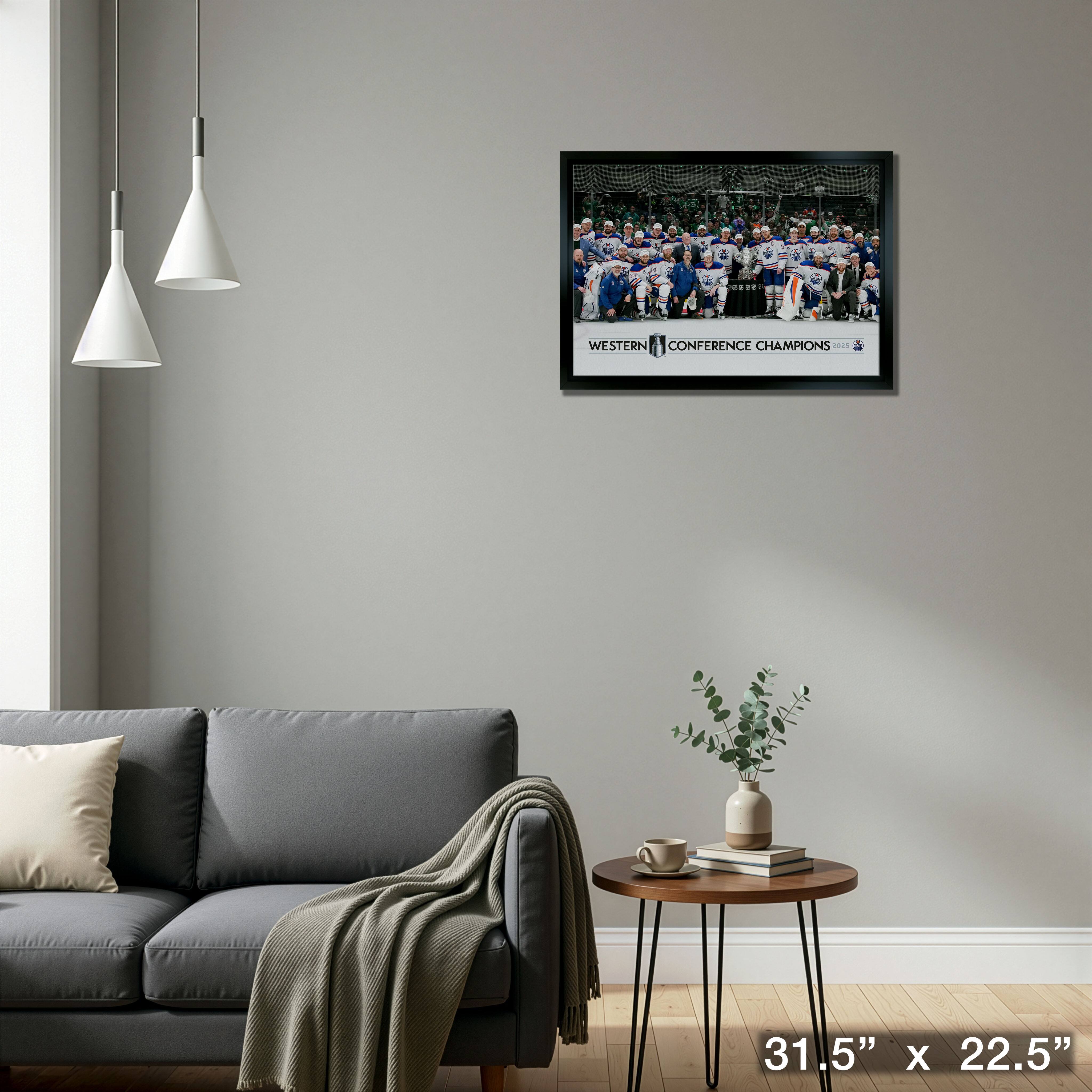 Edmonton Oilers 20" x 29" Framed Canavs 2025 Conference Champions 31.5" x 22.5"