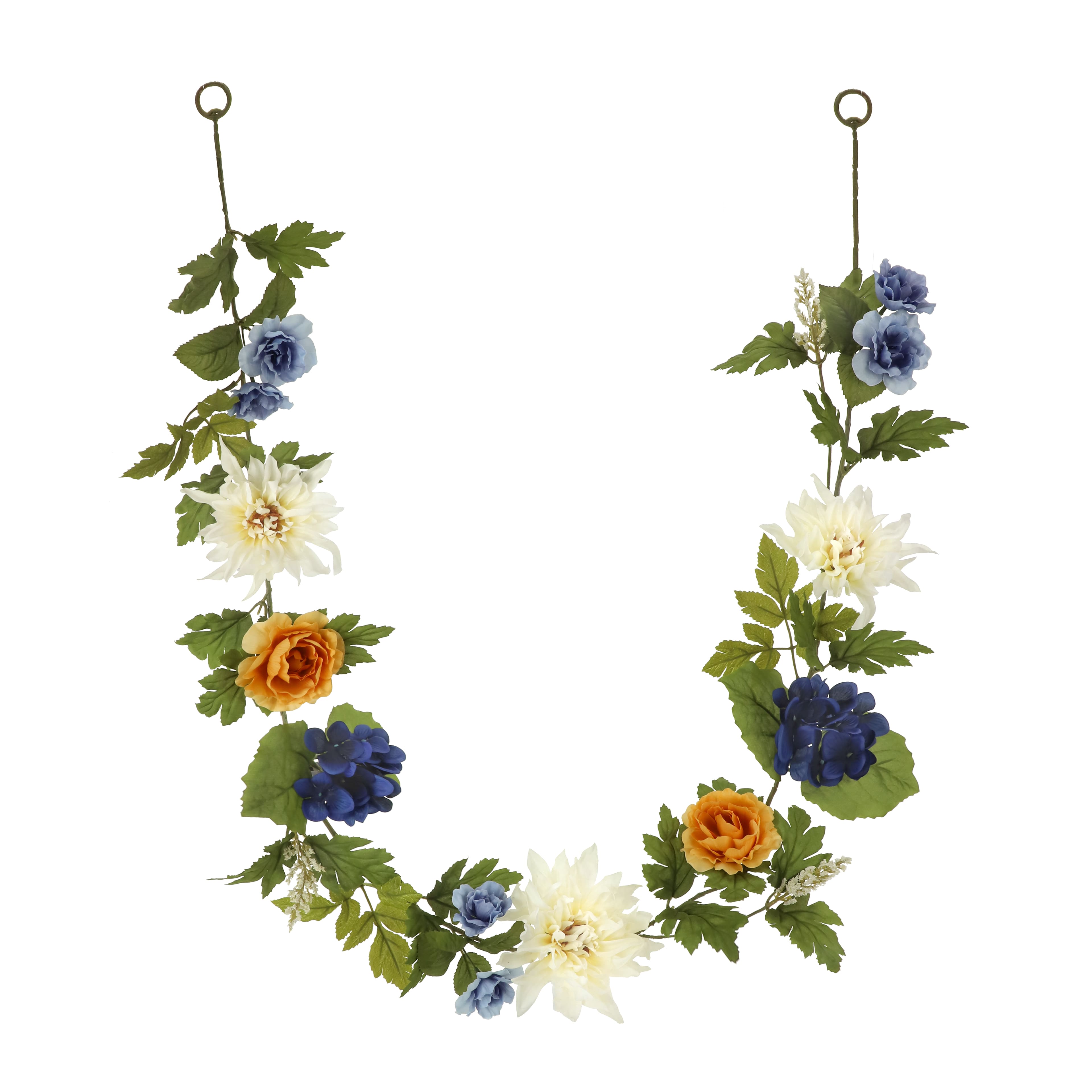 6ft. Blue, Cream & Orange Ranunculus & Dahlia Garland by Ashland®