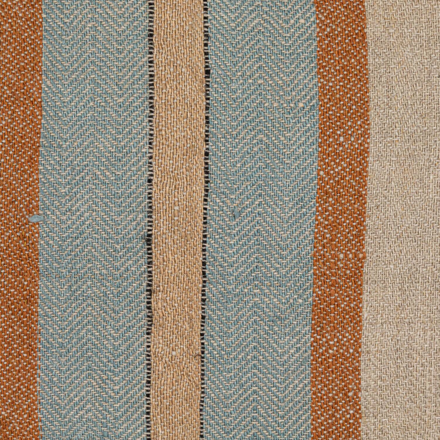 Hello Honey® 20" Blue & Brown Striped Woven Linen Fringed Pillow