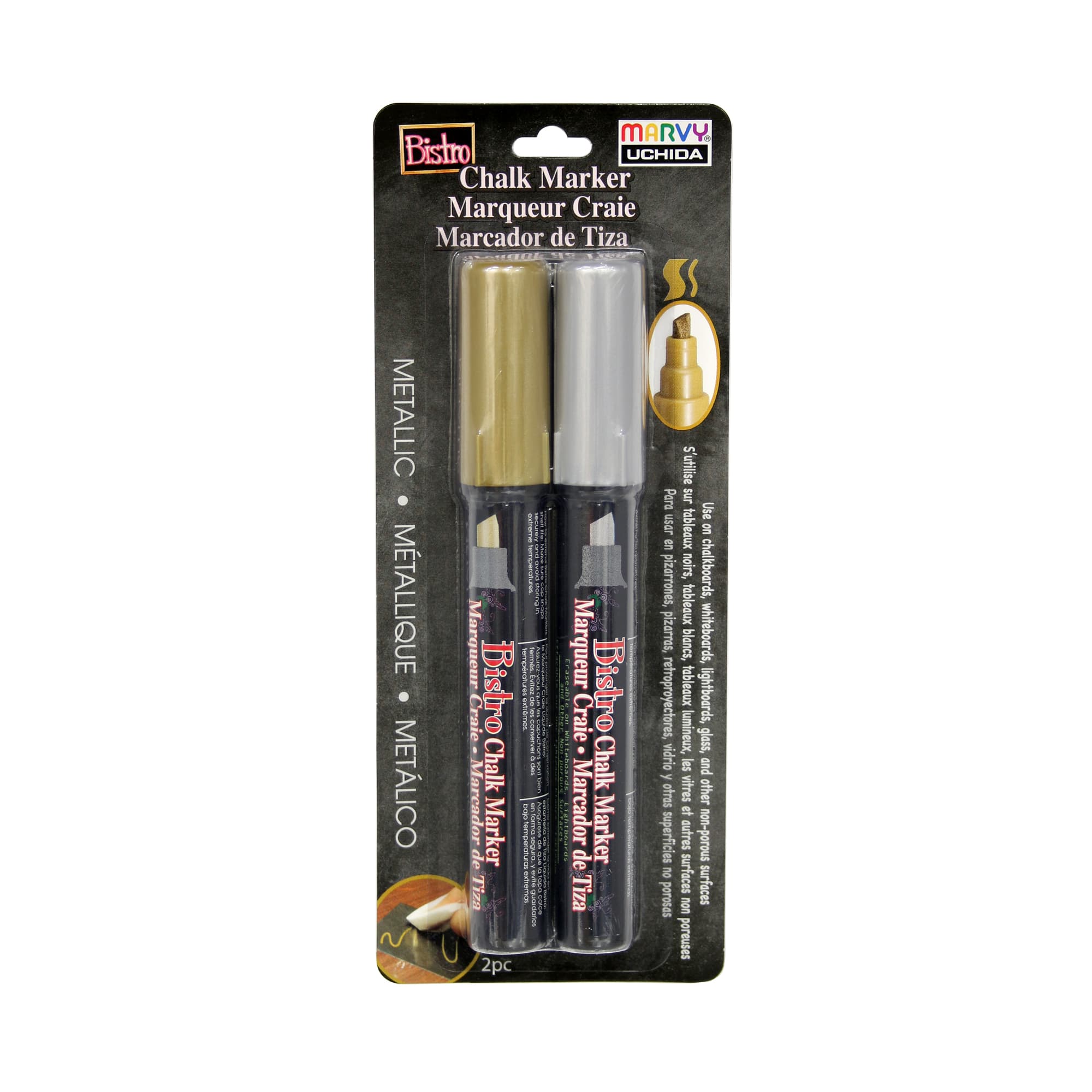 12 Packs: 2 ct. (24 total) Marvy® Uchida Bistro Chisel Tip Metallic Chalk Markers