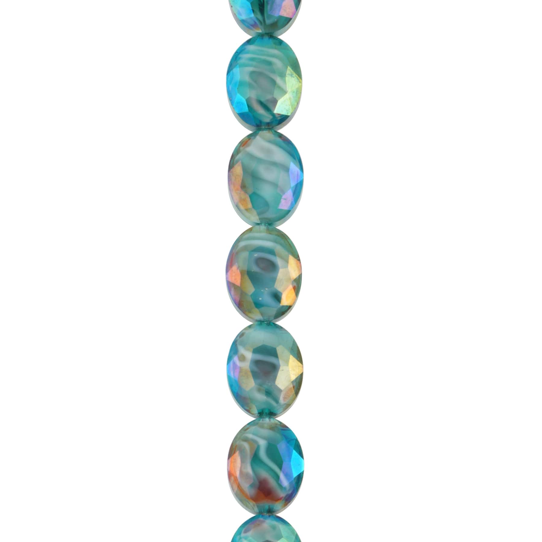 12 Packs: 11 ct. (132 total) Aqua Faceted Glass Oval Beads, 15.5mm by Bead Landing™
