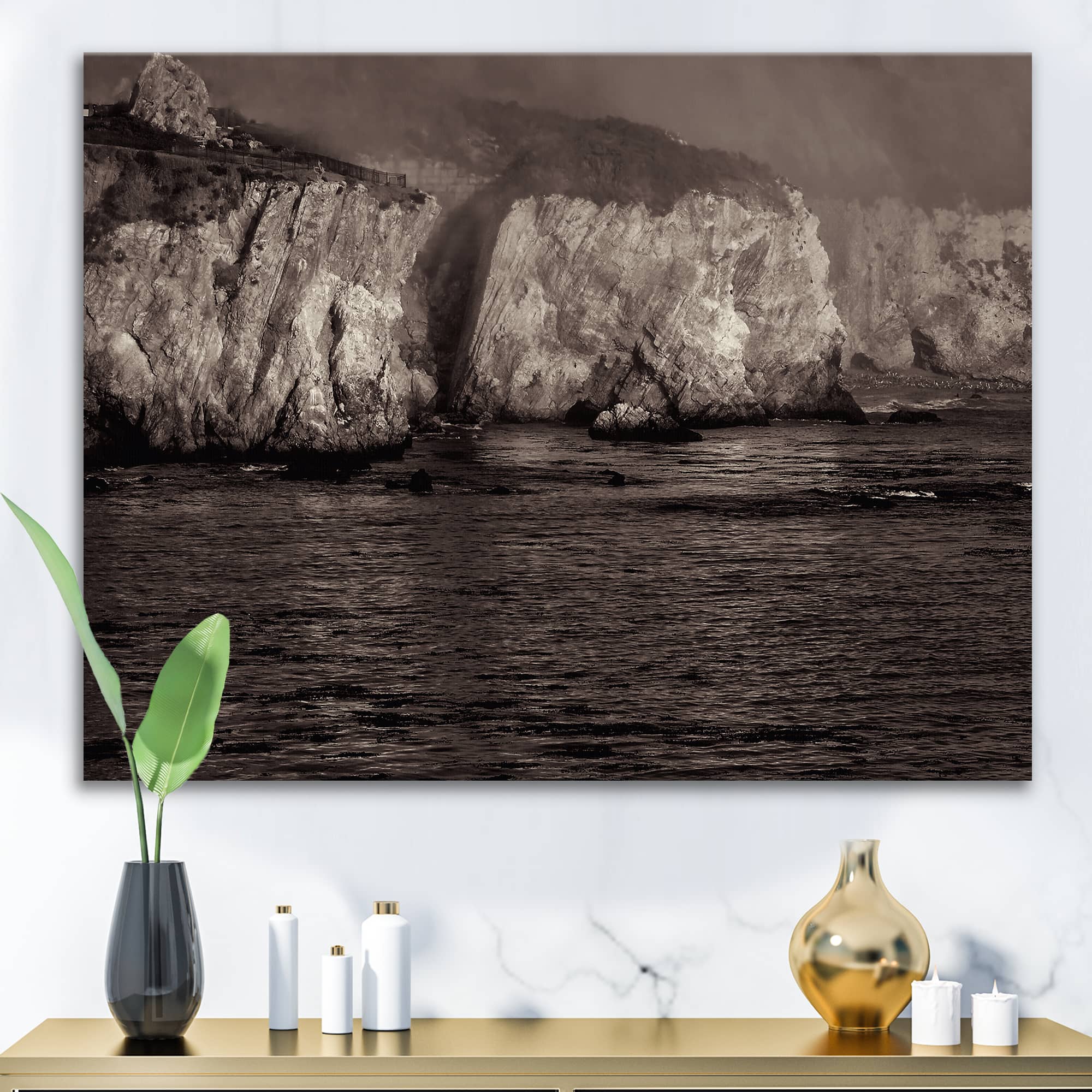 Designart - Gold Cliffs In The Fog