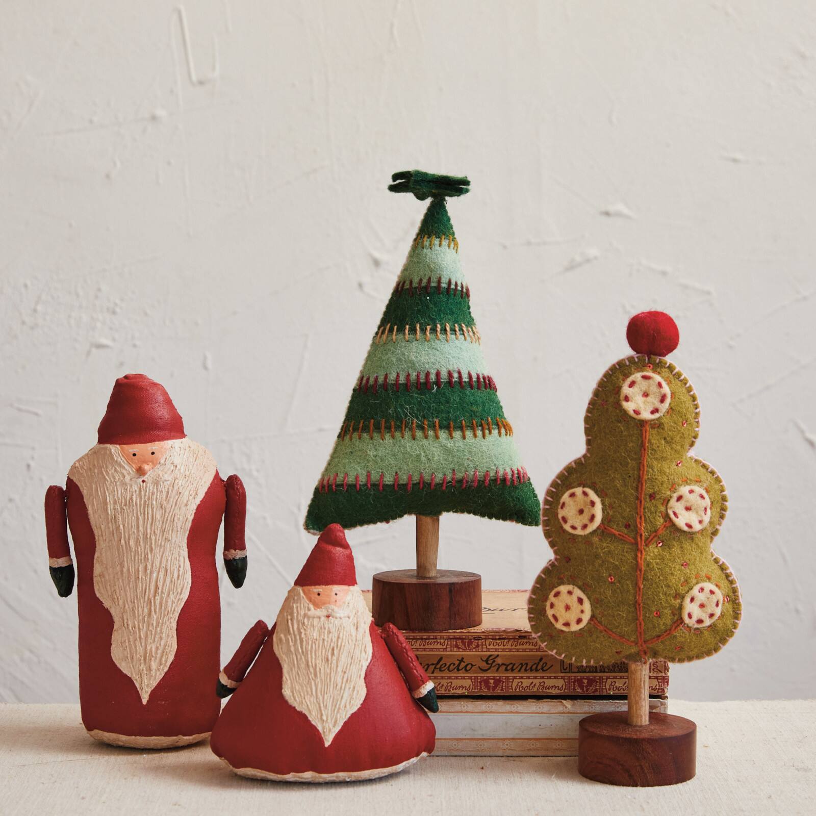 Hello Honey® 5.5" Red & Cream Hand-Painted Canvas Santa