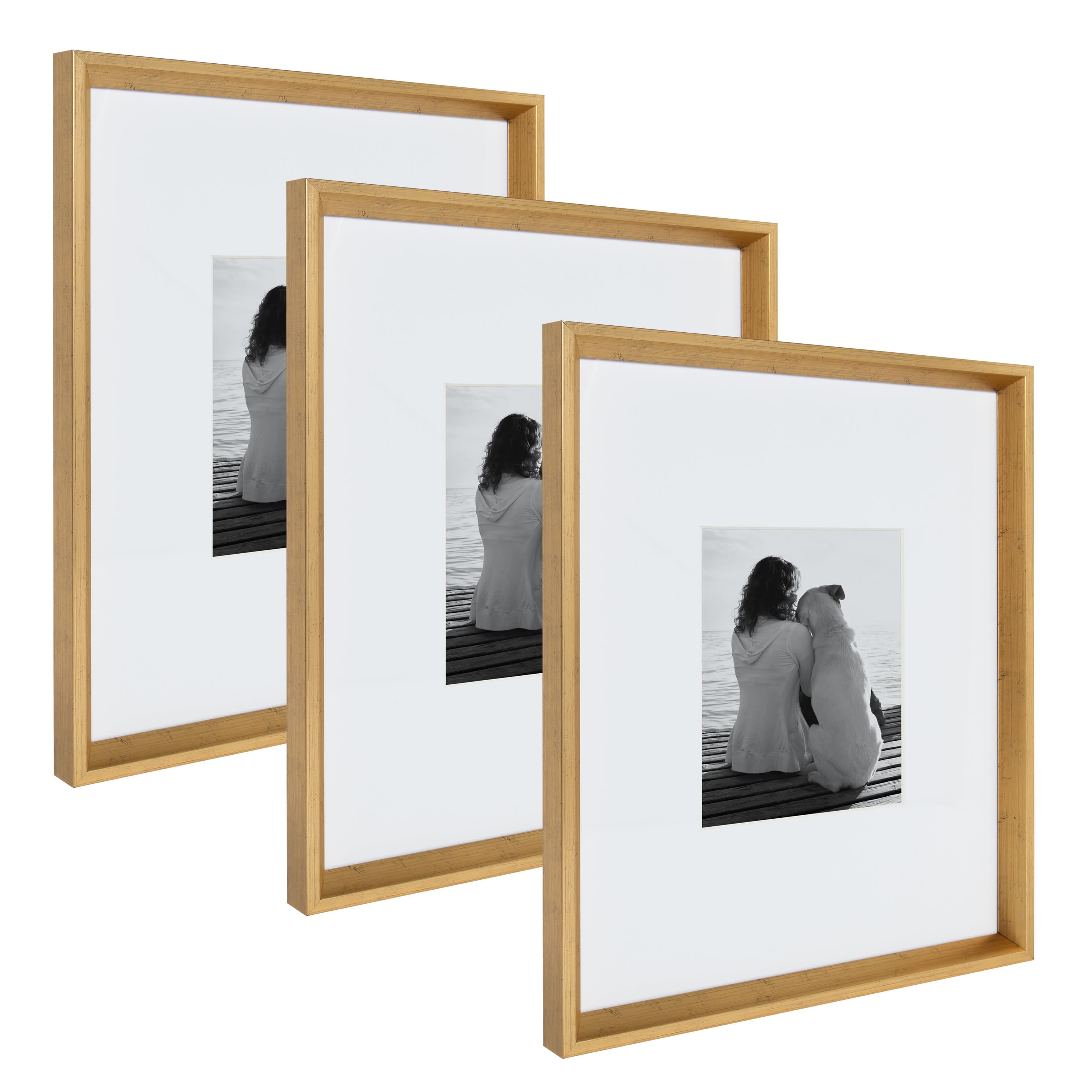 Kate and Laurel 16" x 20" Calter Photo Frames with 8" x 10" Mat, 3ct.