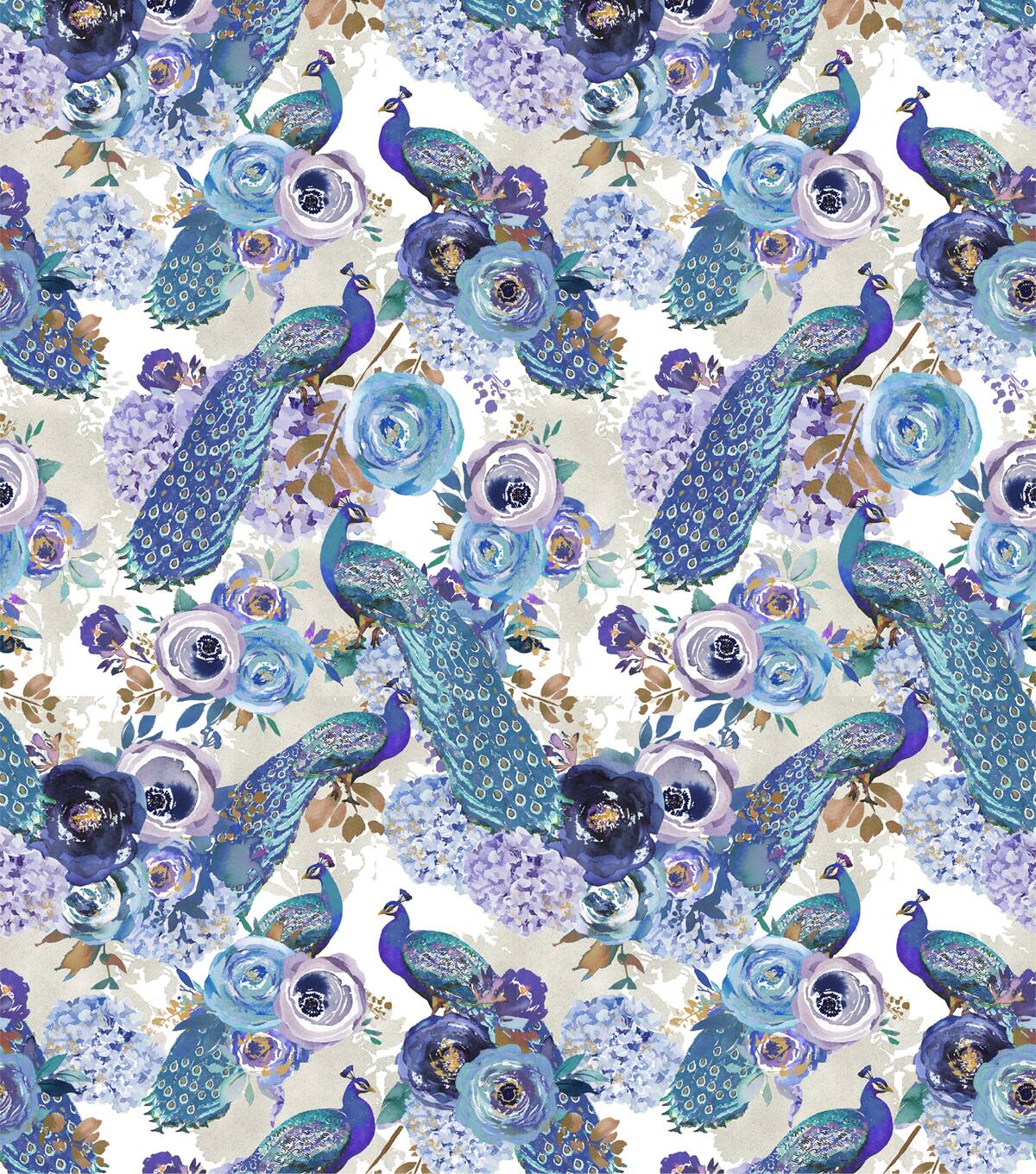 Suzanne Nicoll Blue Peacock Toss Cotton Fabric