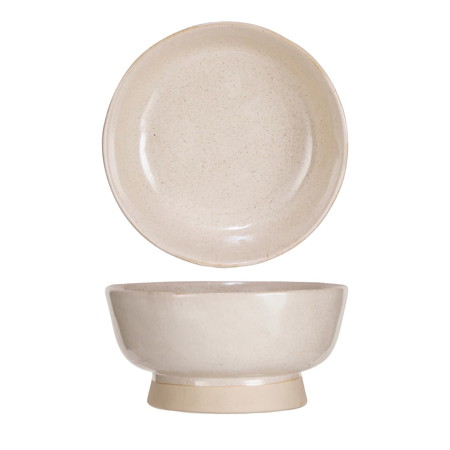 Hello Honey® 7" Cream Speckled Glaze Stoneware Footed Bowl