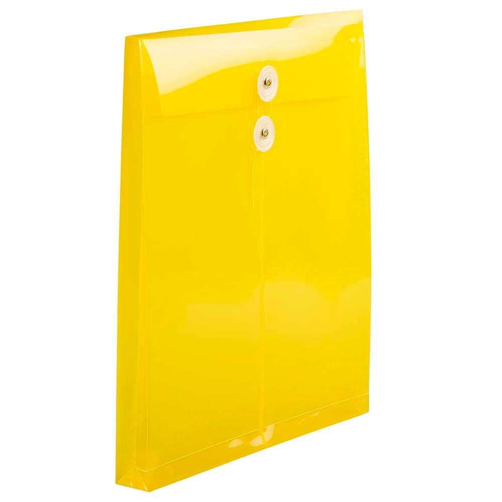 JAM Paper Letter Size Plastic Envelopes with Button & String Tie Closure