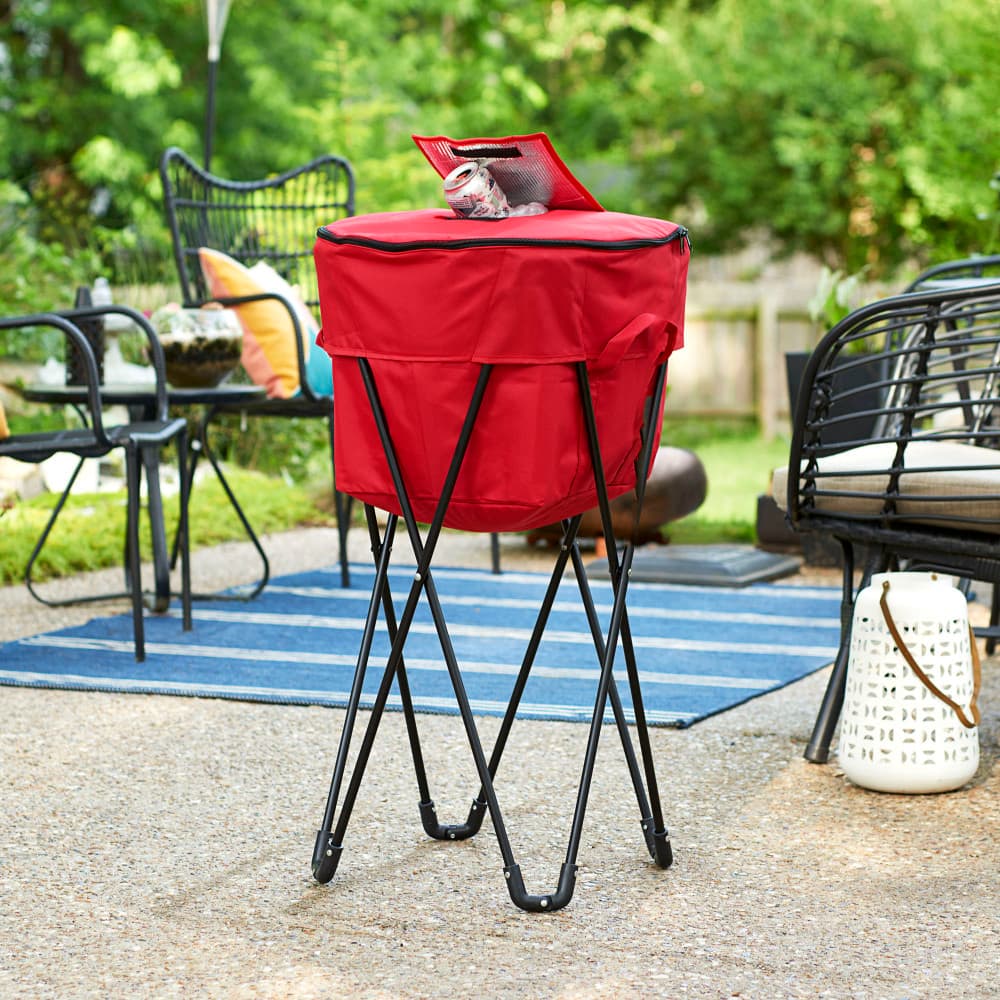 Household Essentials 33" Red Thermal Standing Cooler with Travel Bag