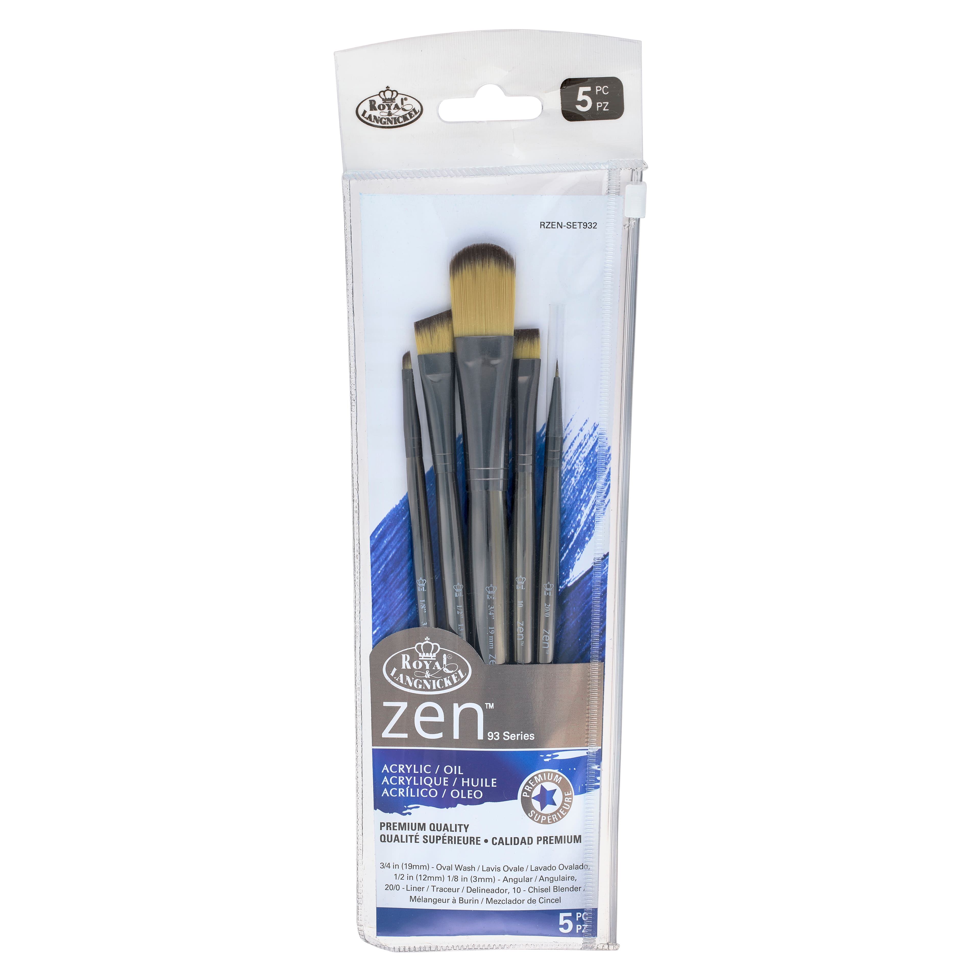 12 Packs: 5 ct. (60 total) Royal & Langnickel® Zen™ Series 93 Brush Set