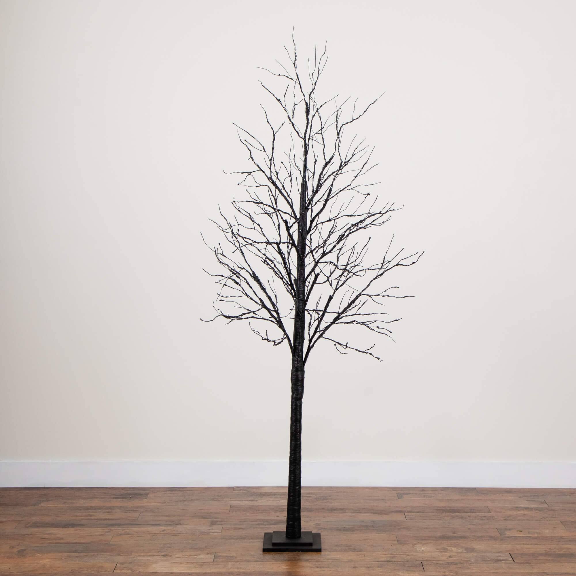 7ft. Pre-Lit Halloween Black Twig Artificial Tree with 390 Orange & Purple LED Lights