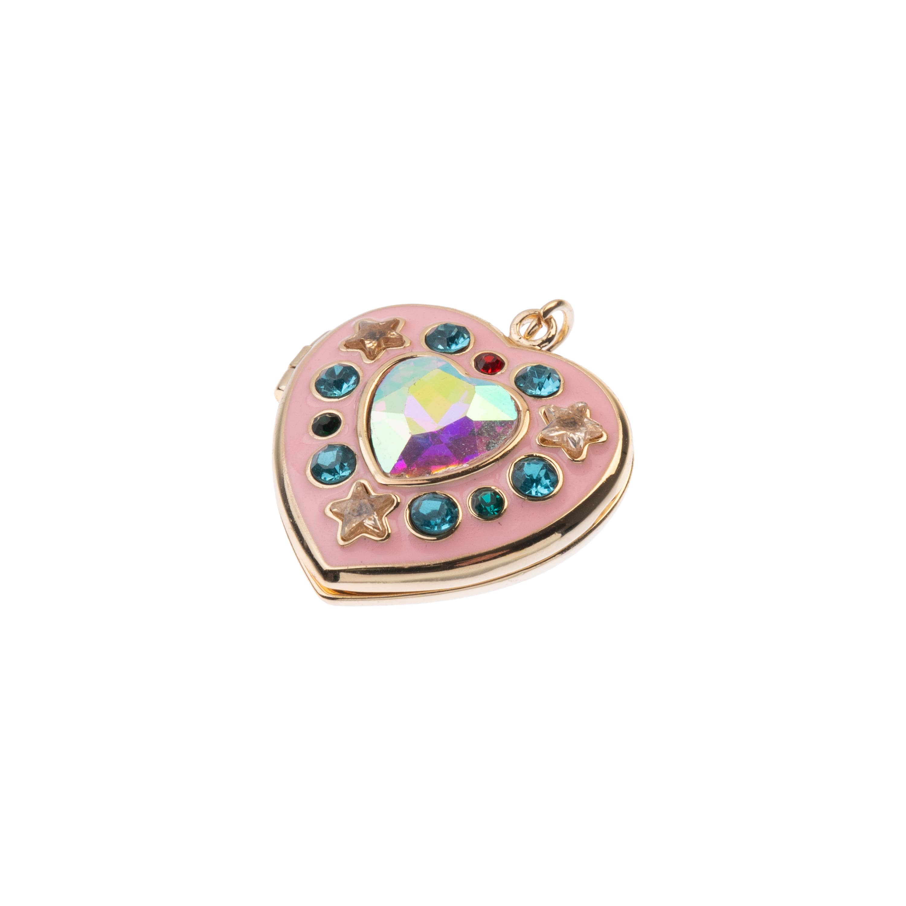 Gold & Pink Bejeweled Brass Heart Locket by Bead Landing™