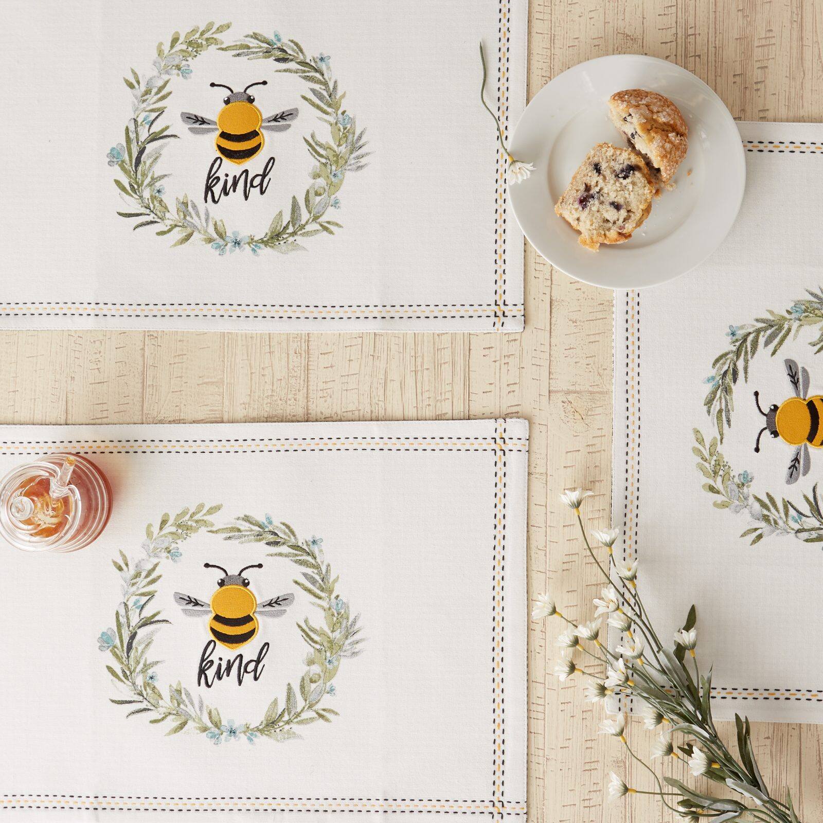 DII® Bee Kind Reversible Embellished Placemats, 6ct.