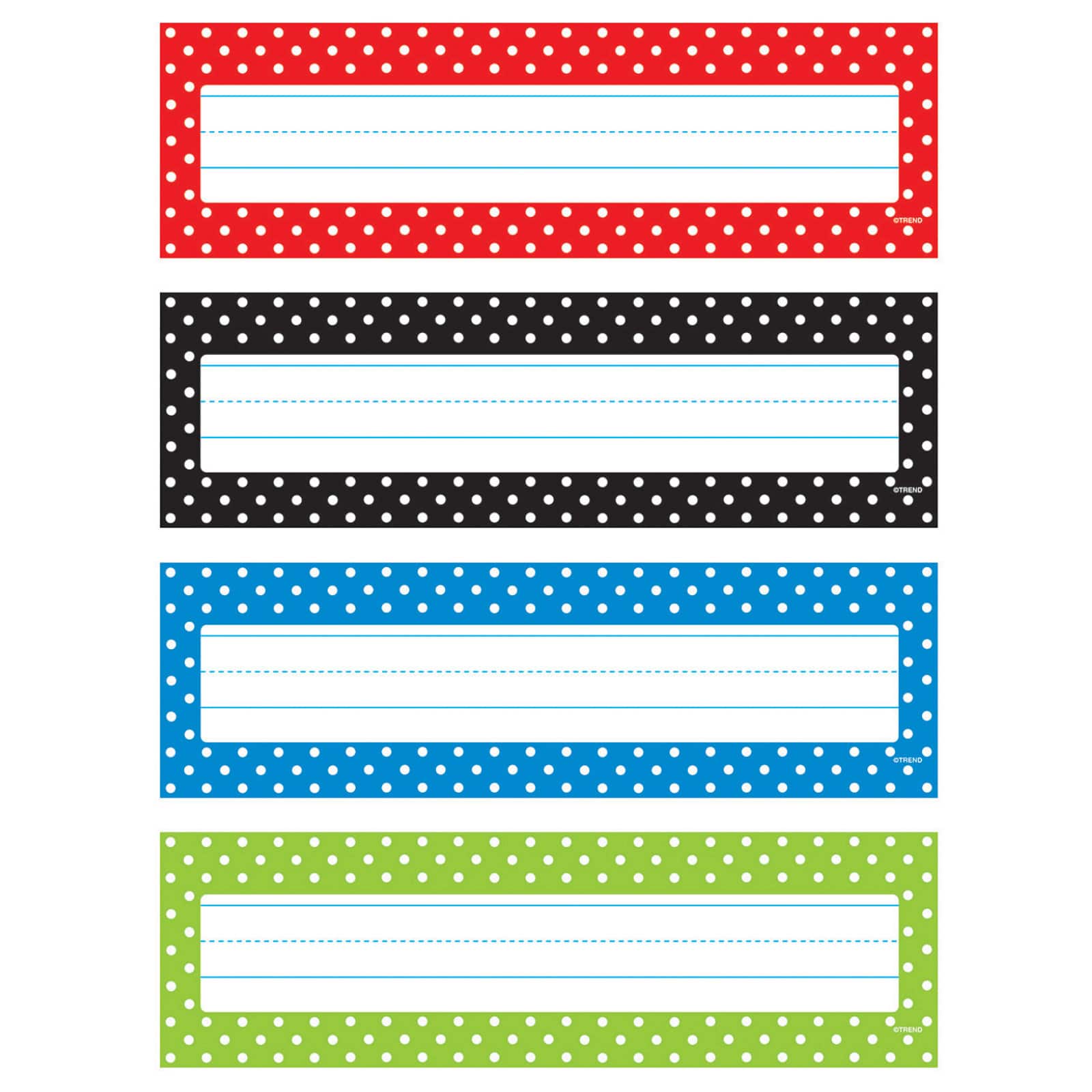 Trend Enterprises® Polka Dots Desk Toppers® Name Plates, 6 Packs of 32