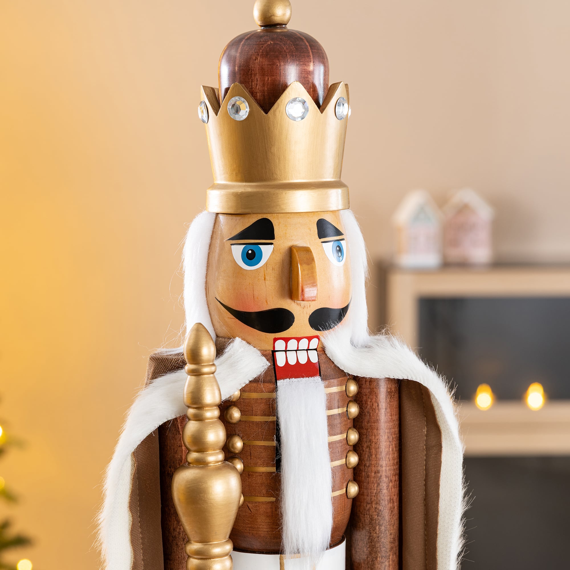 Glitzhome® 24" Wooden Christmas Brown King Nutcracker