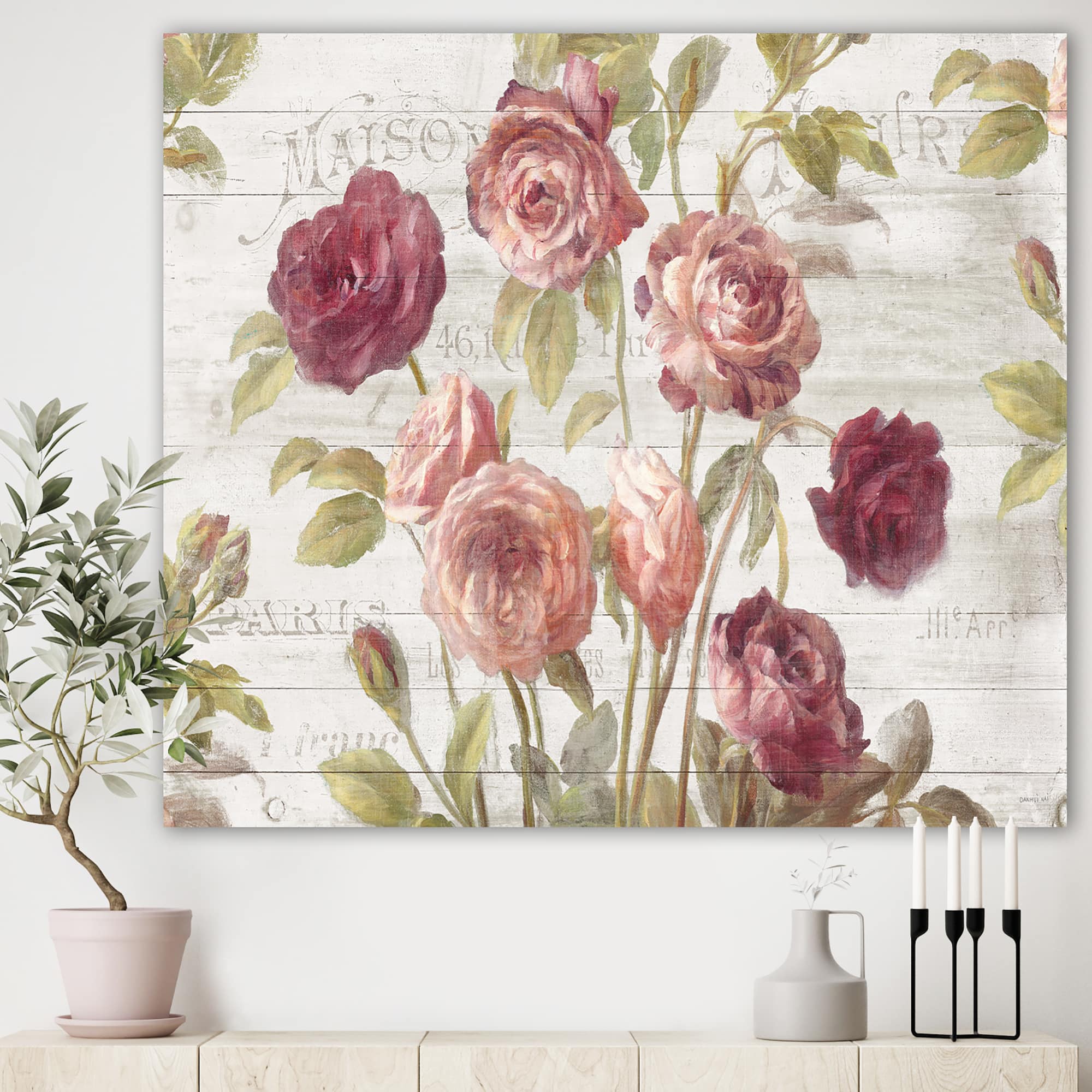 Designart - French Roses I - Farmhouse Premium Canvas Wall Art