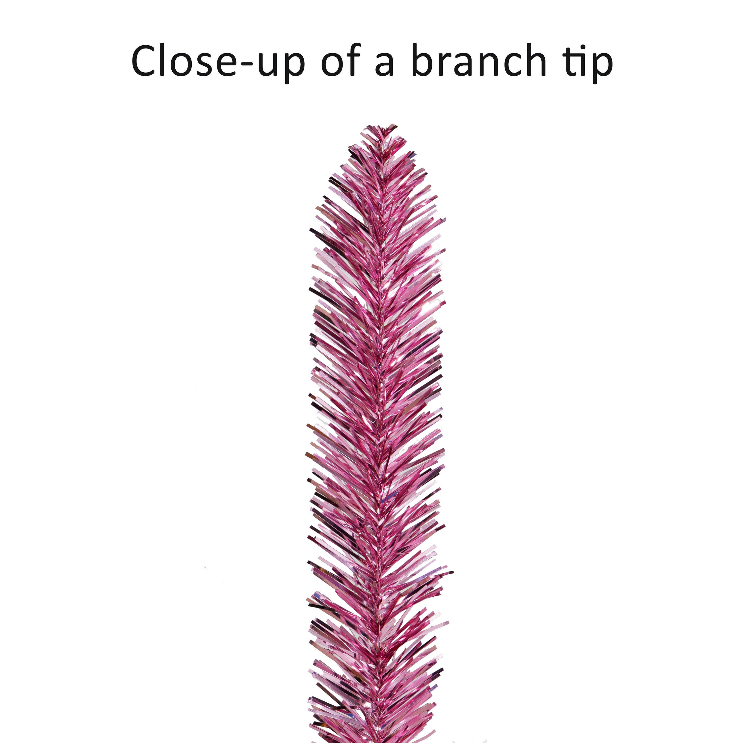6ft. Pre-Lit Pink Tinsel Artificial Tree, Clear Lights