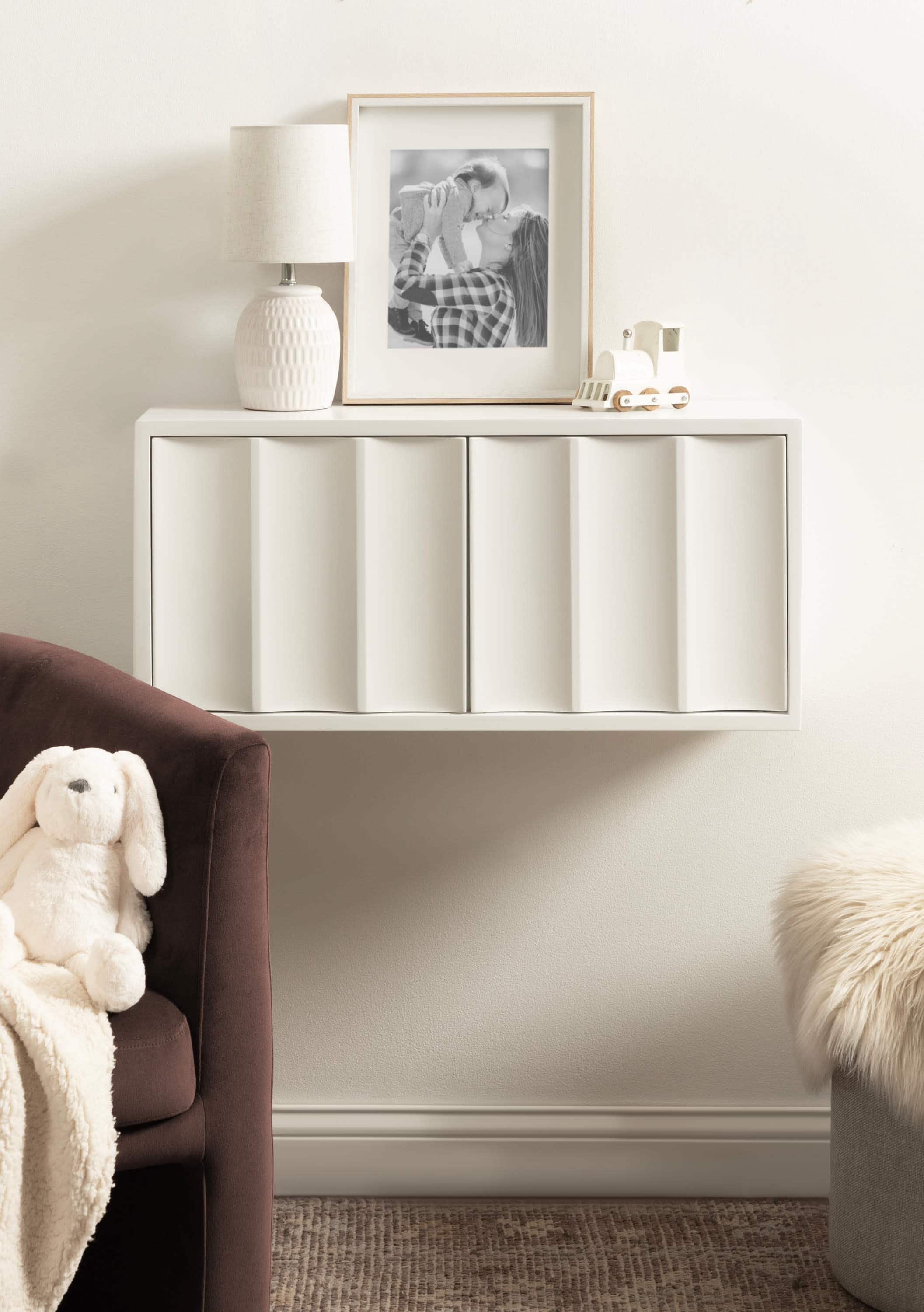 Kate and Laurel White Sartell Scallop Wall Cabinet