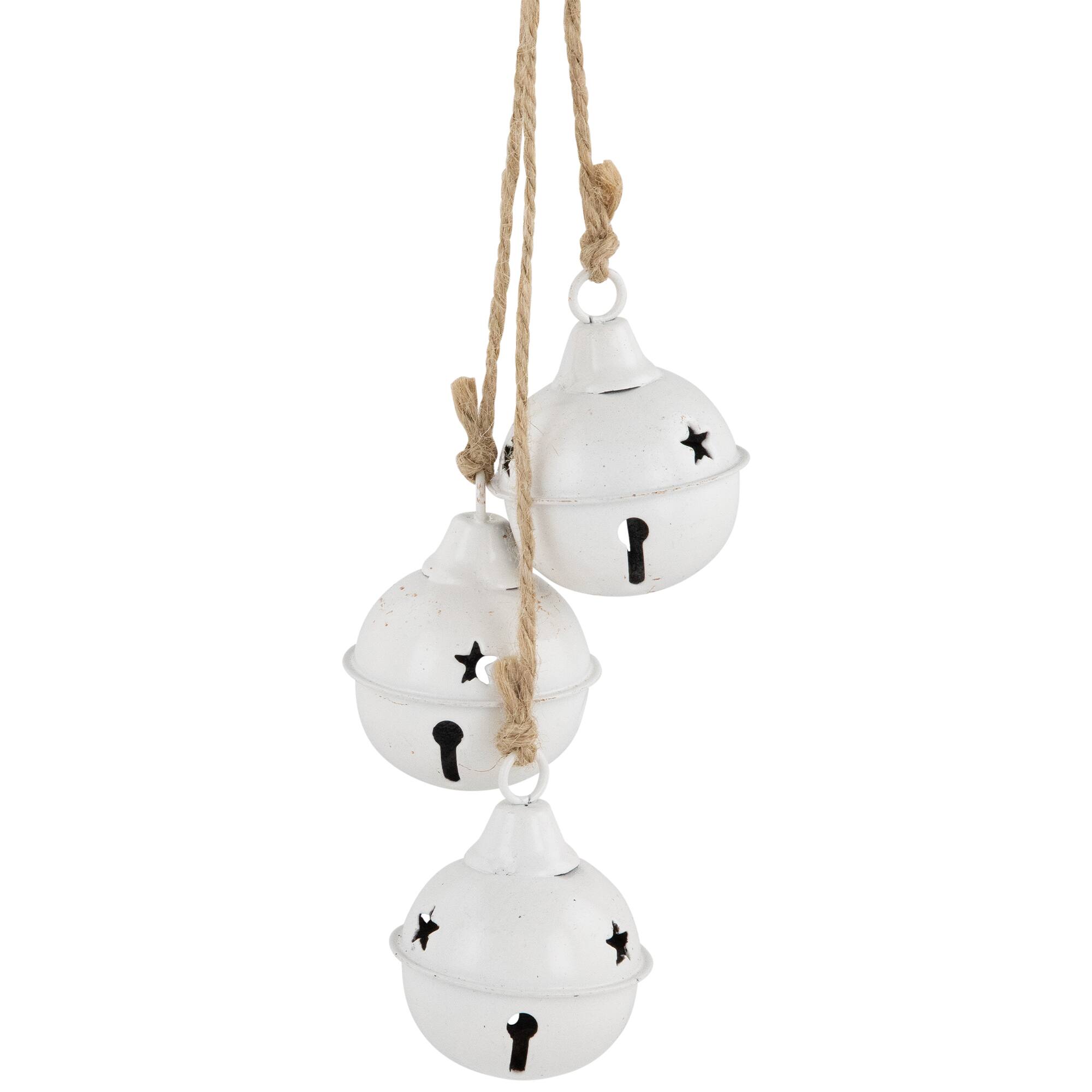 Cascading Christmas Jingle Bell Ornaments - 13.5" - White - Set of 2