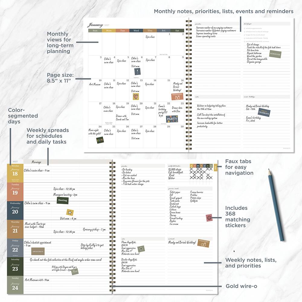 2027 Cream & Taupe Large Weekly Monthly Planner