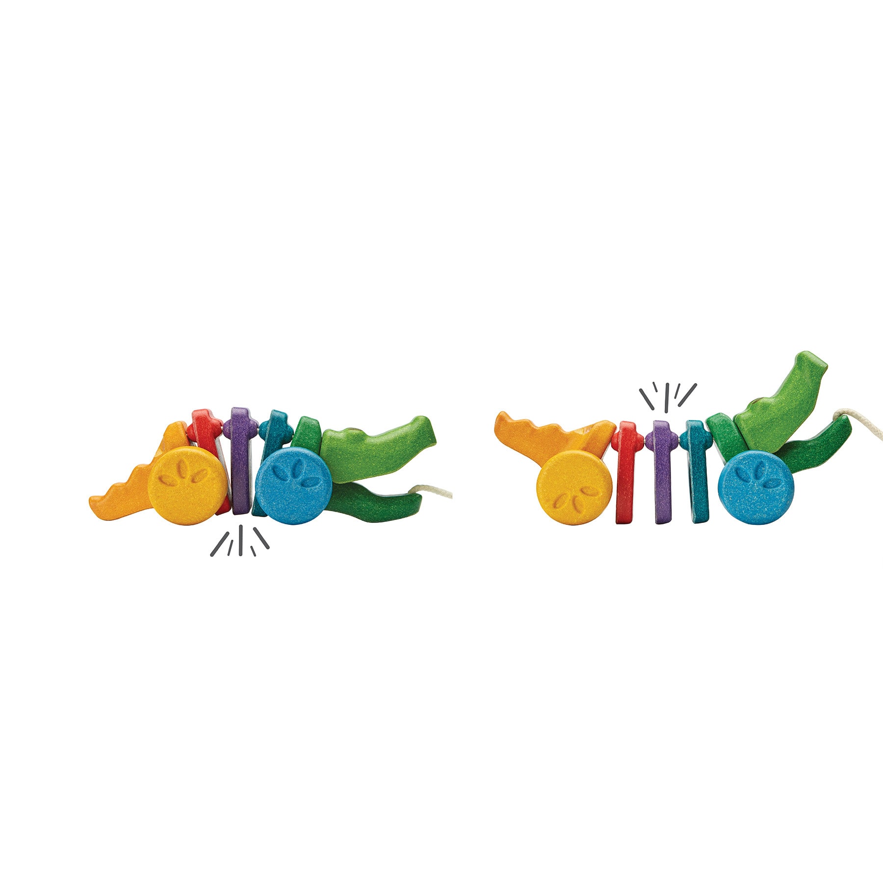 PlanToys Rainbow Dancing Alligator Wooden Pull Toy