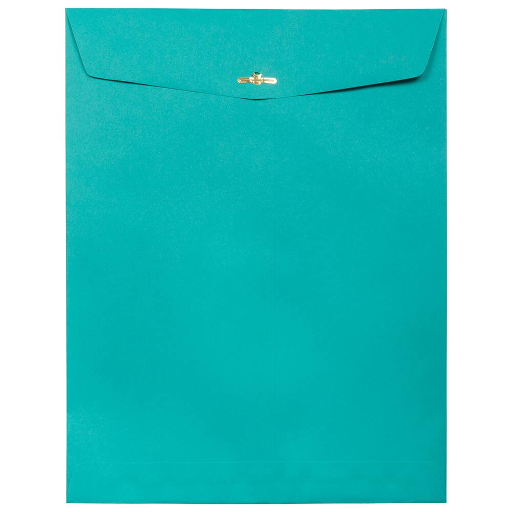 JAM Paper 10" x 13" Sea Blue Recycled Open End Catalog Colored Clasp Envelopes, 100ct.