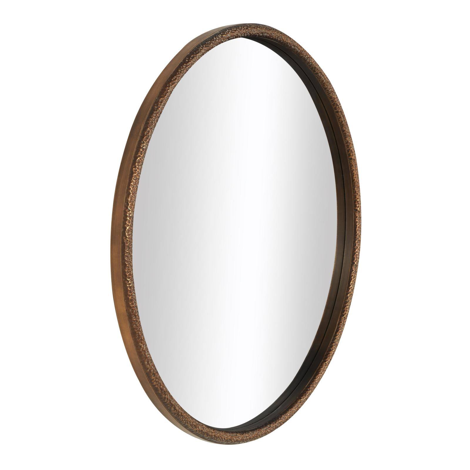 34" Copper Resin Weathered Spotted Wall Mirror with Hammered Texture
