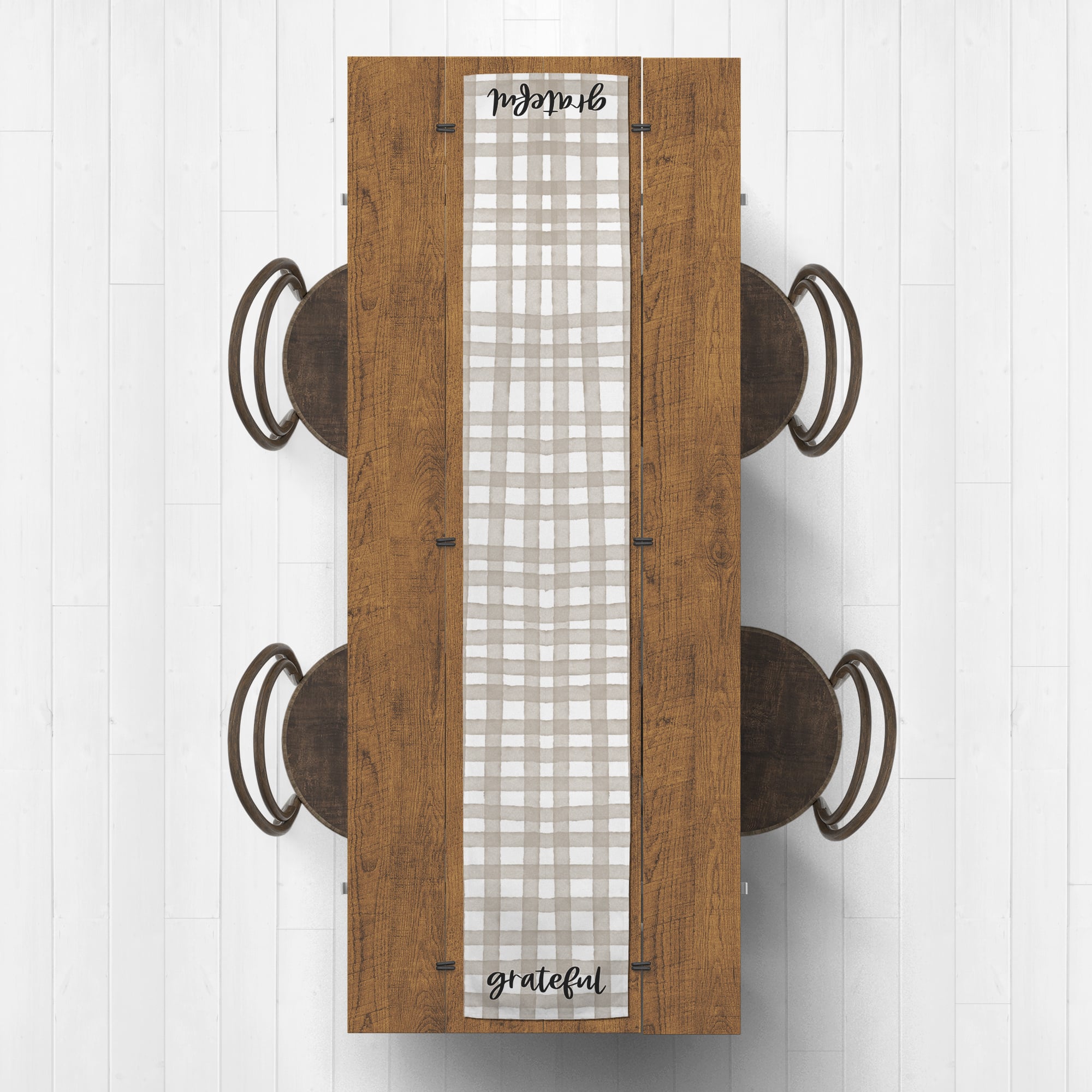 90" Green Plaid Grateful Poly Twill Table Runner