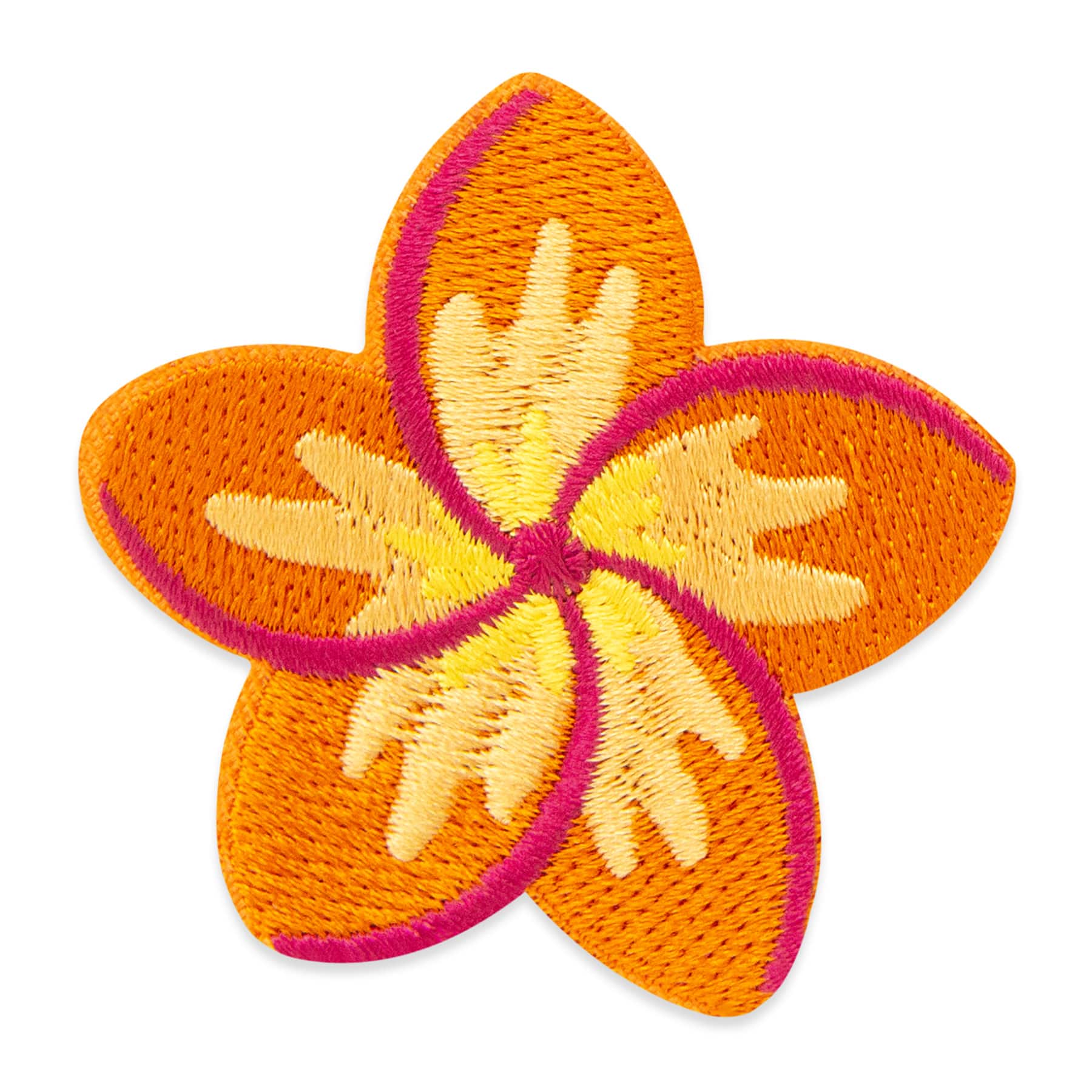 Orange Hibiscus Embroidered Iron-On & Adhesive Patch by Make Market®