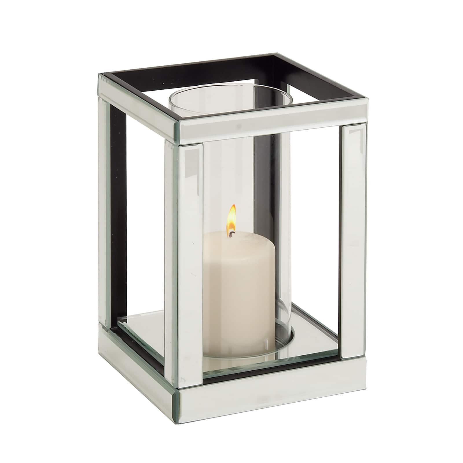 10" Silver Glass Glam Candle Holder