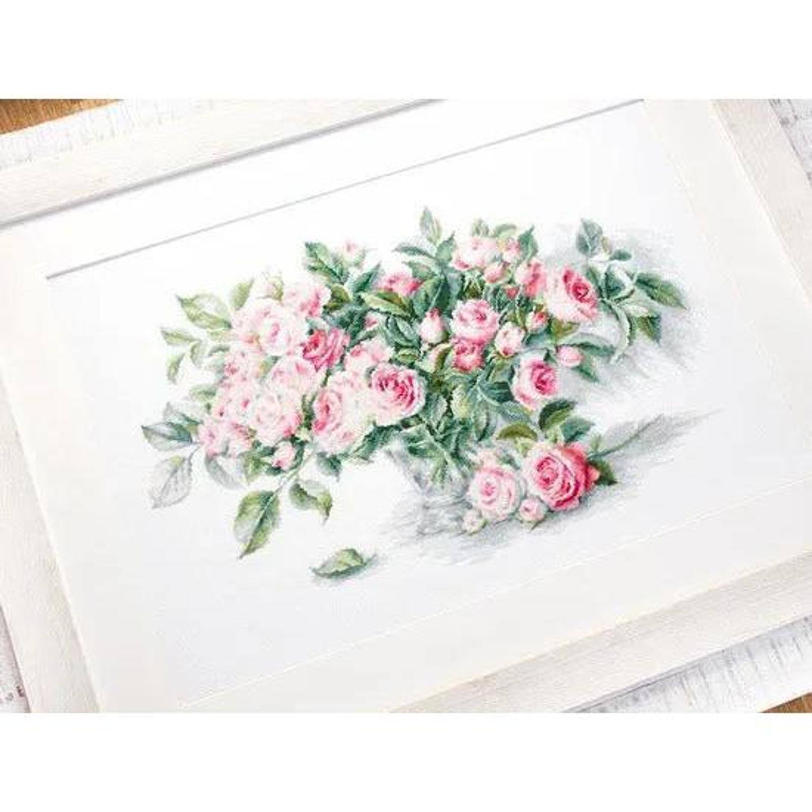 Luca-S Bouquet of Pink Roses Counted Cross Stitch Kit