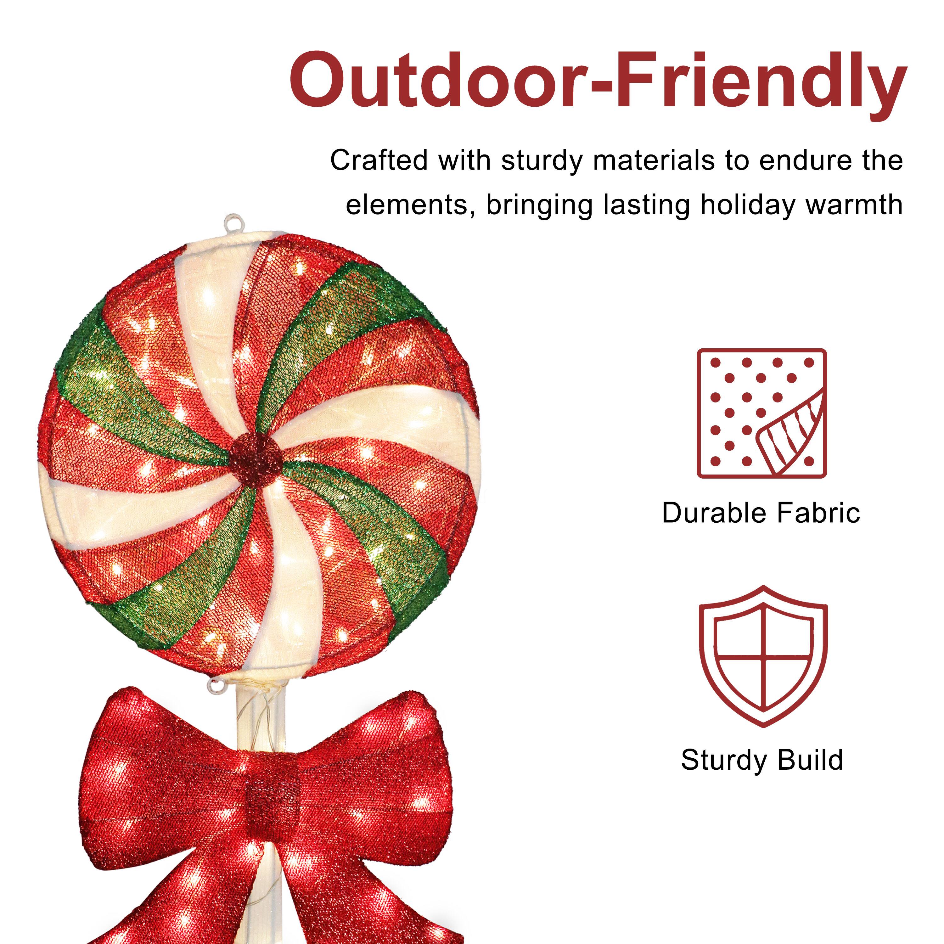 Puleo International 3ft. Pre-Lit Lollipop Christmas Holiday Décor with Warm White LED Lights