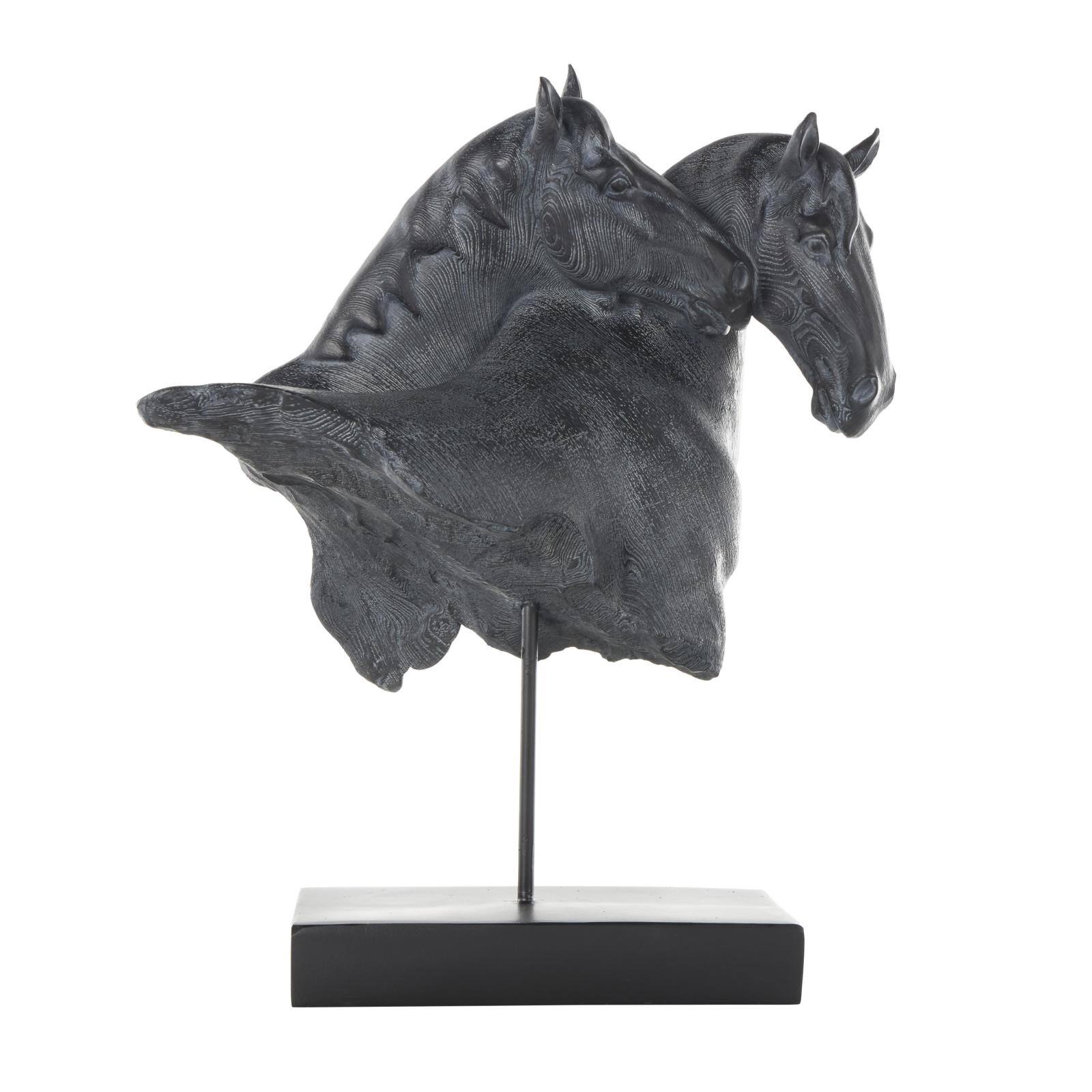 18.25" Black Resin Horse Bust Inspired Sculpture with Black Stand