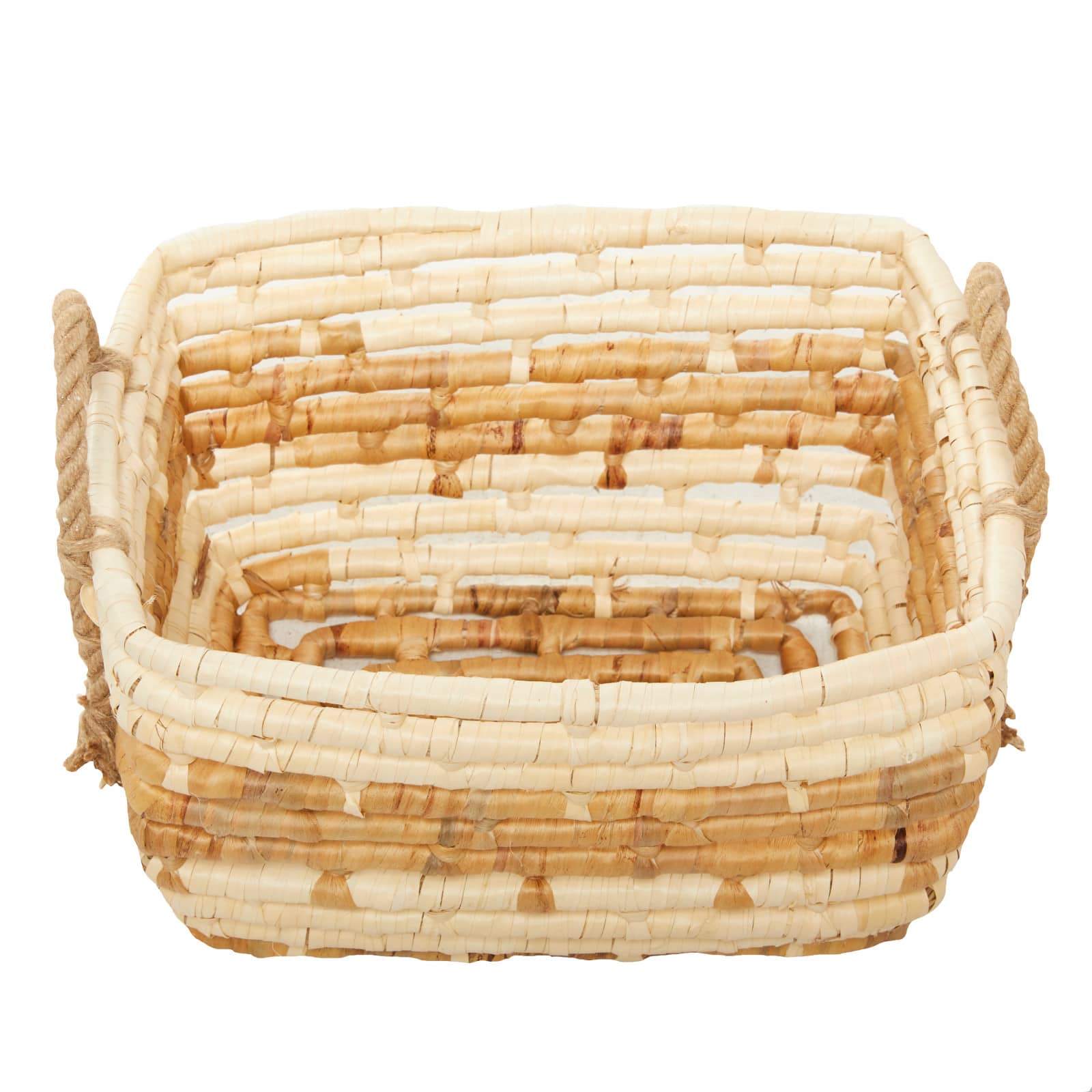 Rectangle Brown Contemporary Sea Grass Storage Basket Set