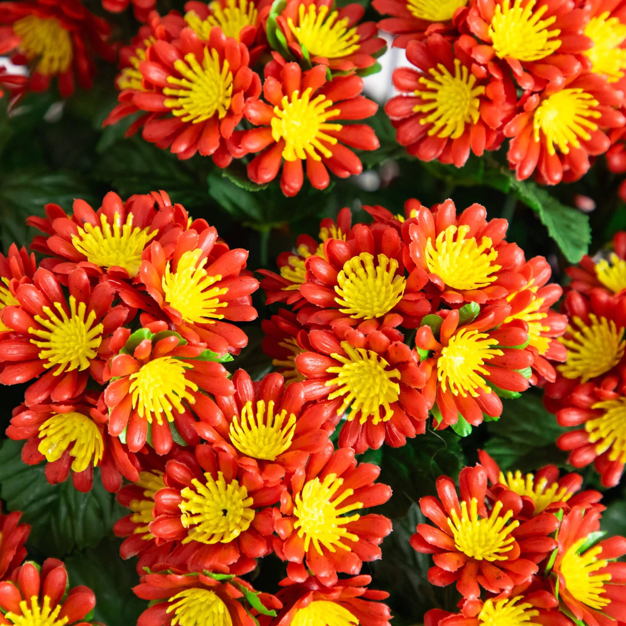 24in. UV Resistant Artificial Chrysanthemum Hanging Basket (Indoor/Outdoor)