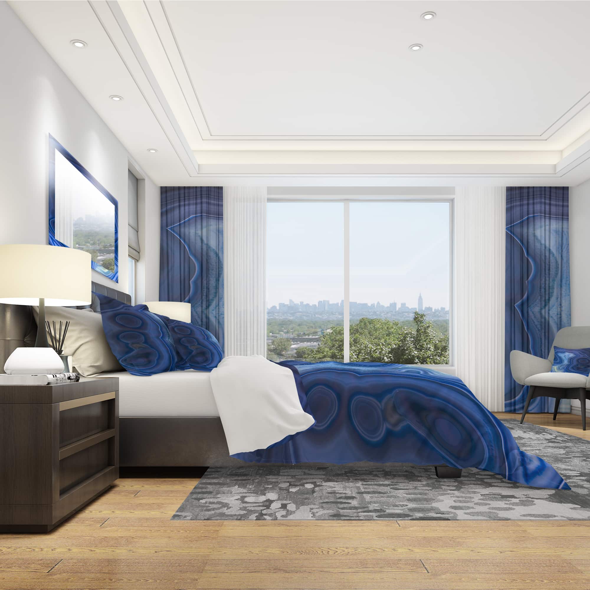 Designart 'Blue Agate Stone Design' Modern & Contemporary Bedding Set - Duvet Cover & Shams