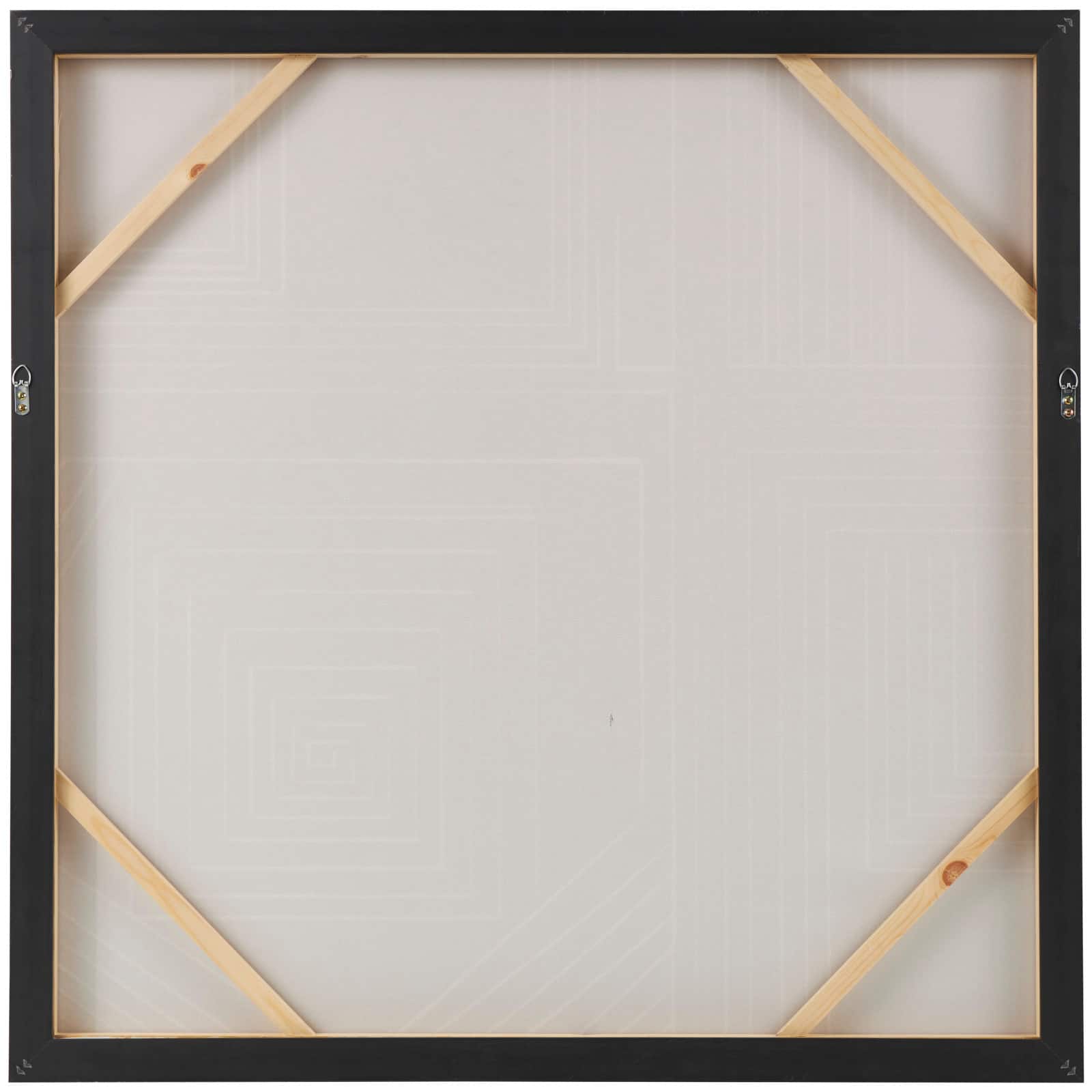 40" x 40" Blue Canvas Geometric Framed Wall Art with White Square Outlines