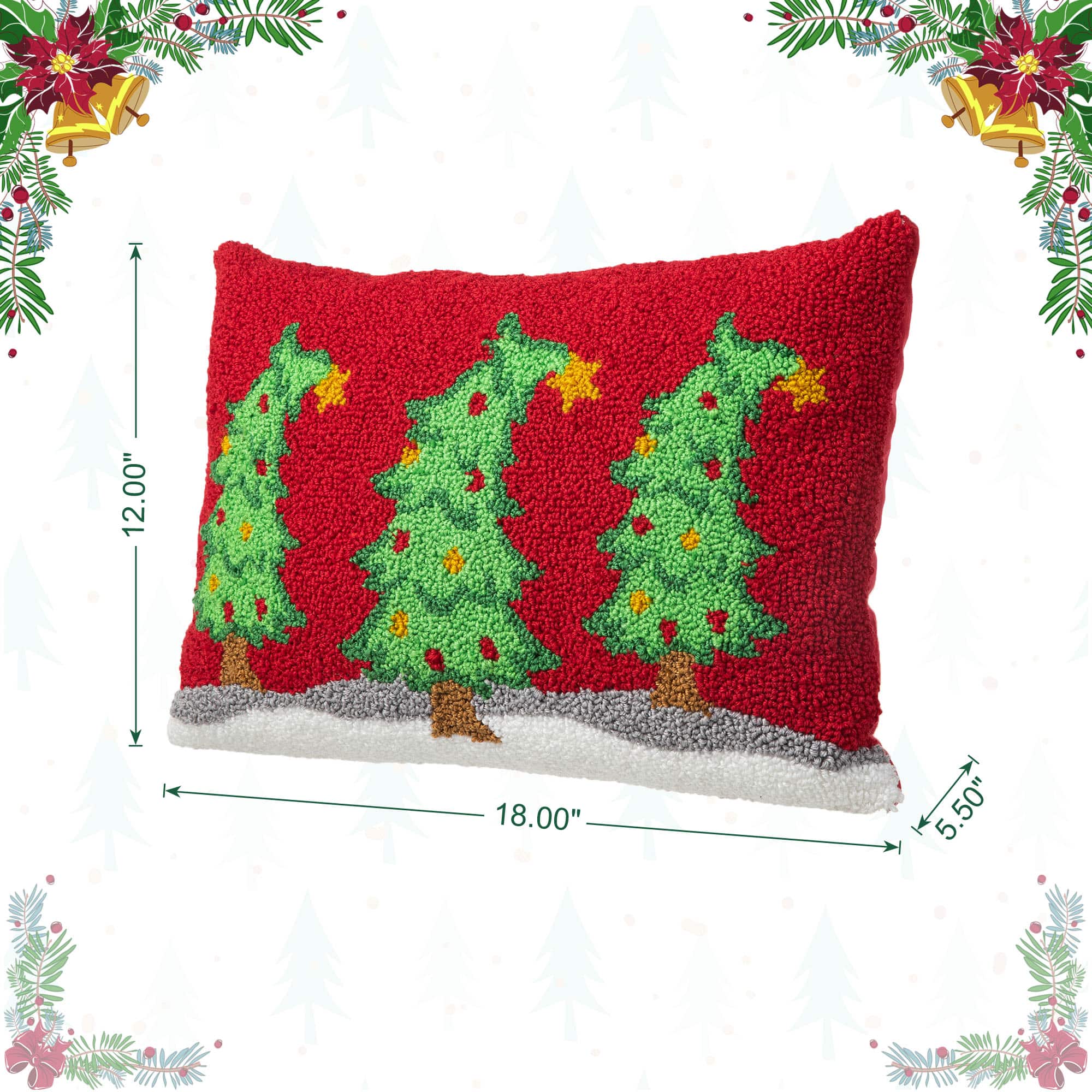 Glitzhome® 18" Hooked Bent Trees Pillow