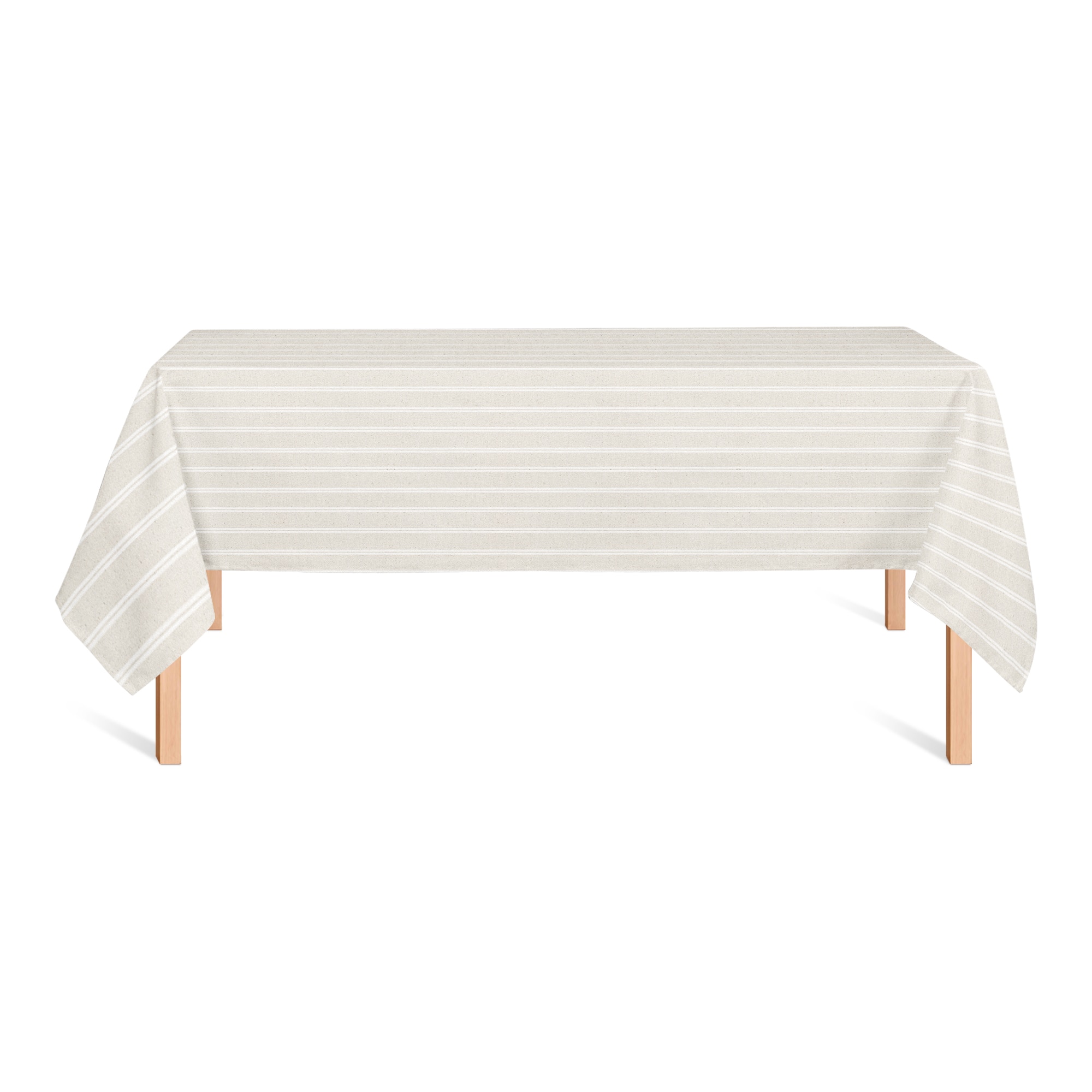 Cream & White Ticking Stripe Cotton Tablecloth