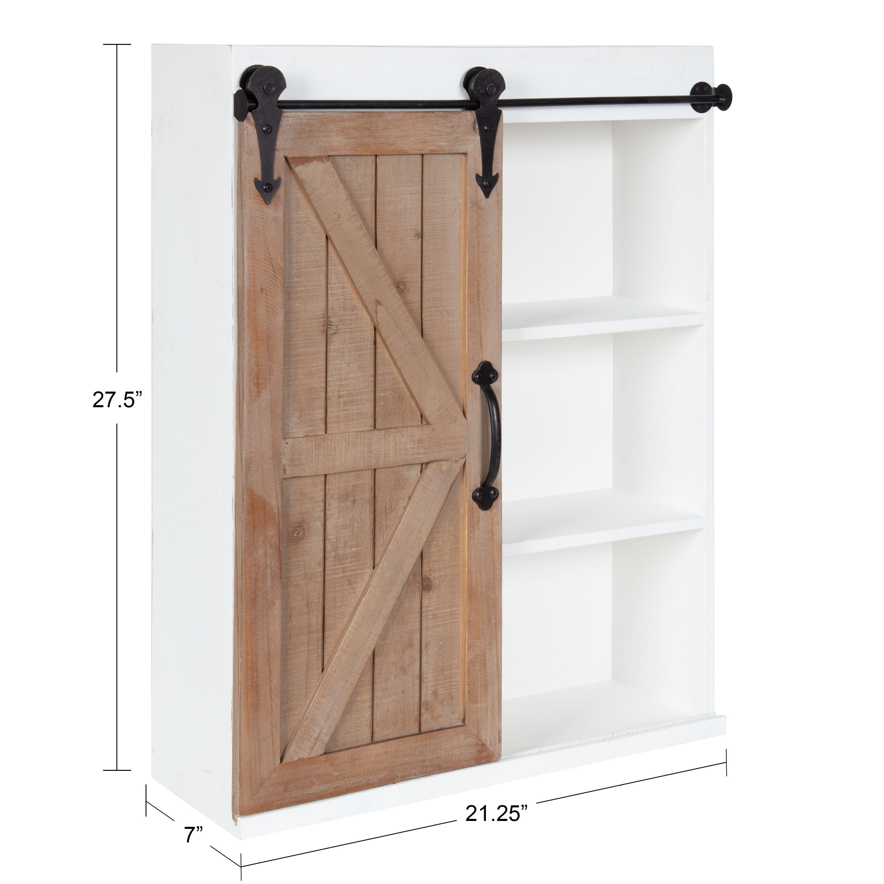 Kate and Laurel Cates Wood Wall Storage Cabinet with Sliding Barn Door