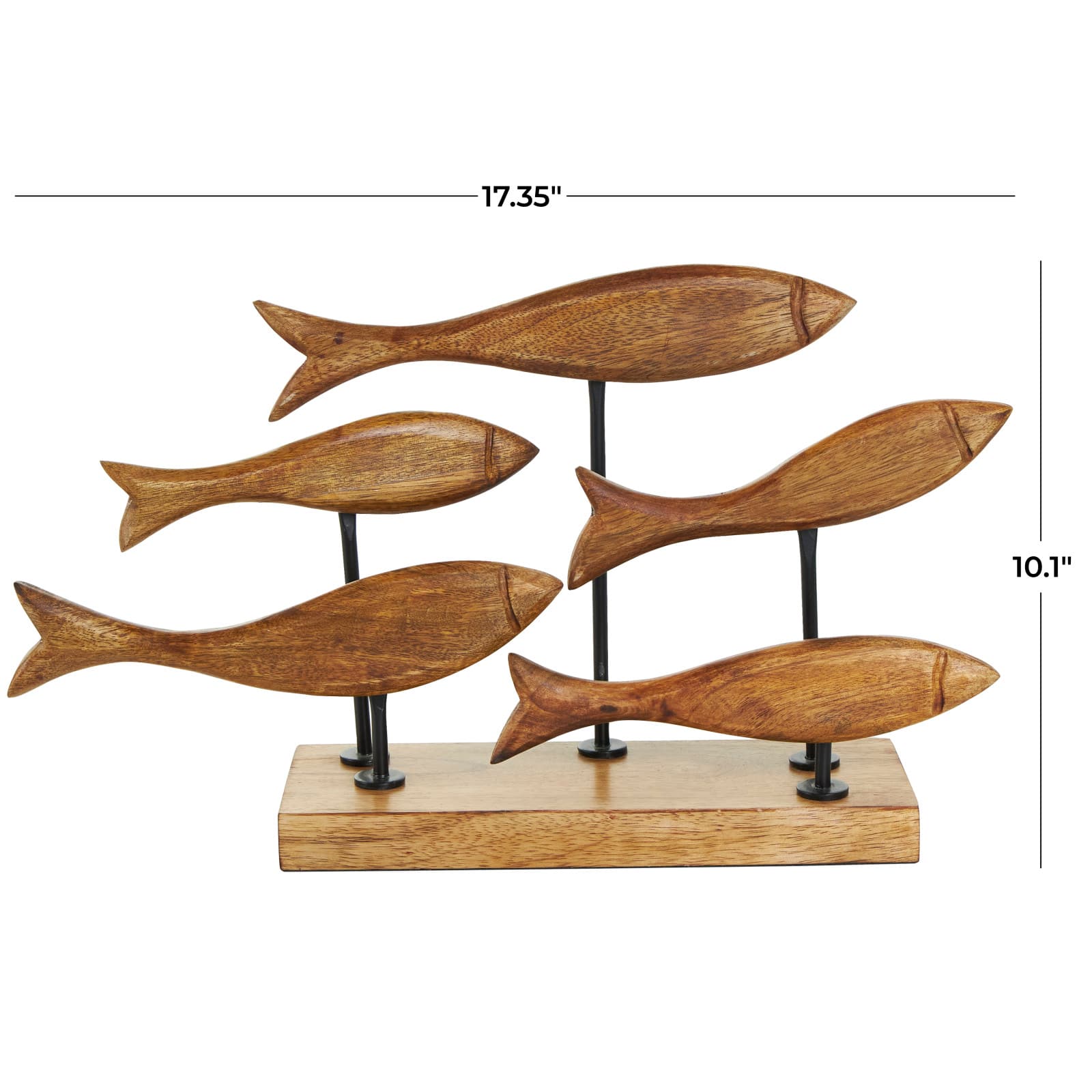 10" Brown Mango Wood Fish Handmade Carved Sculpture