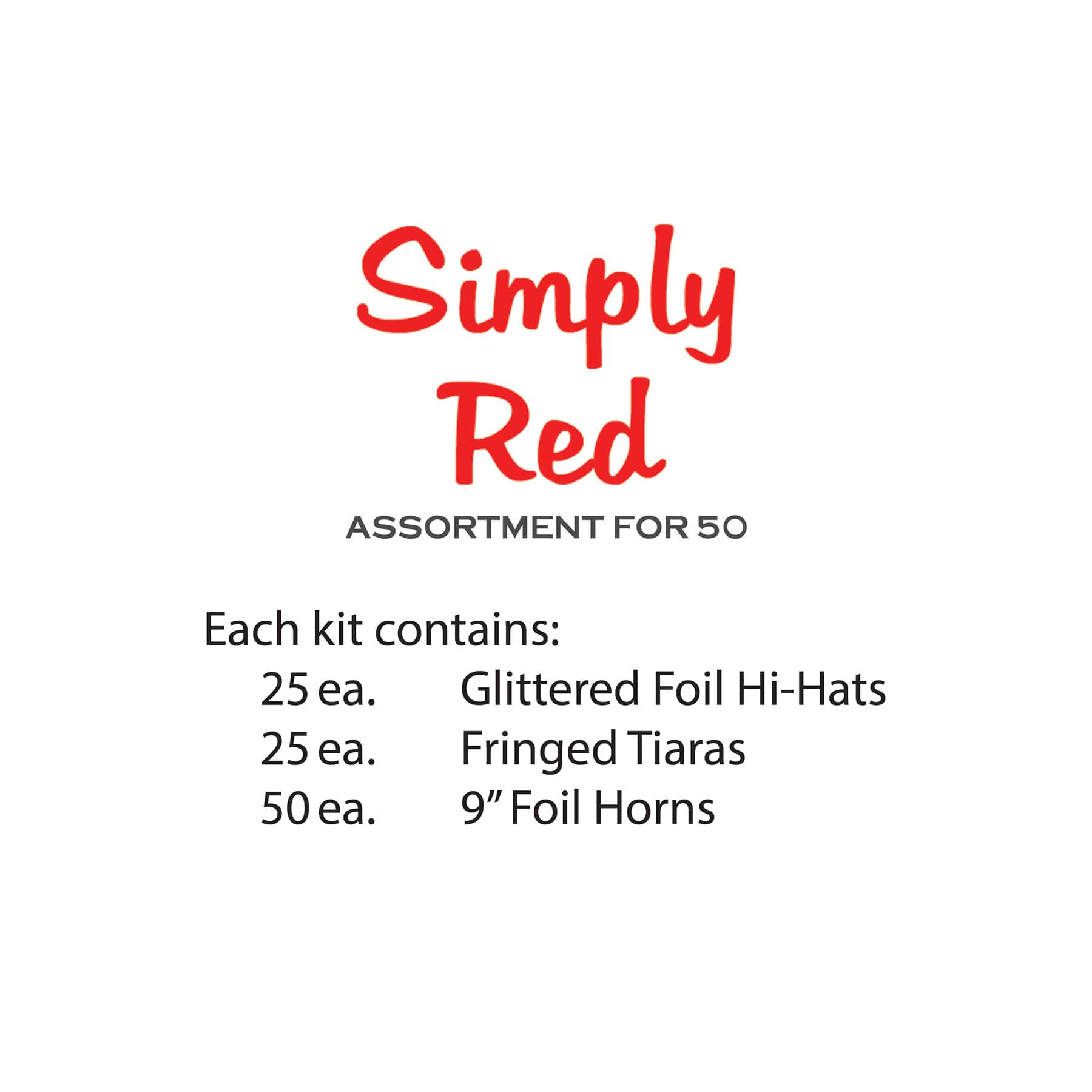 Beistle Red & Silver New Year Simply Party Favor Kit for 50