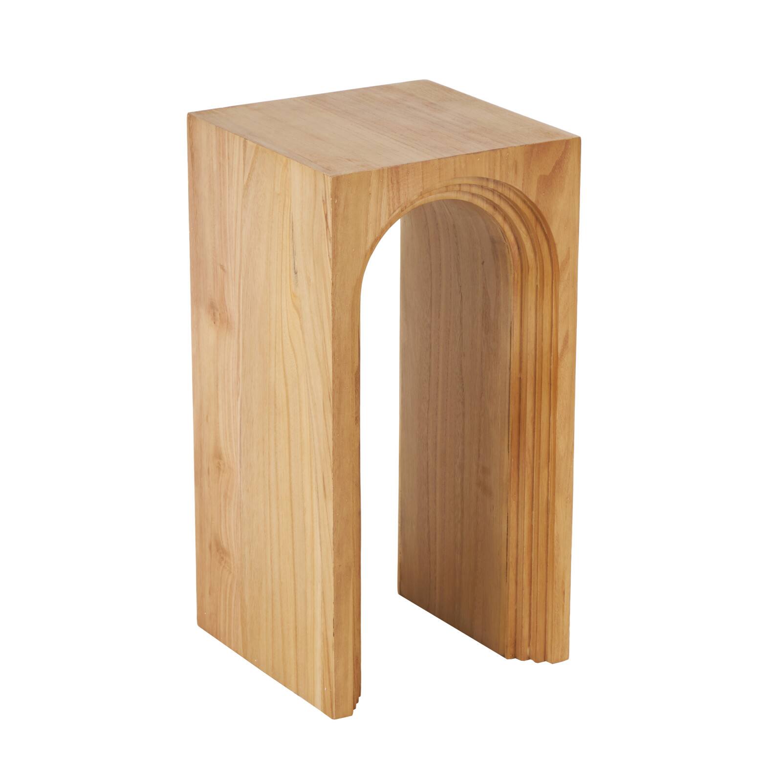 23.5" Brown Wood Cutout Arch Side End Accent Table